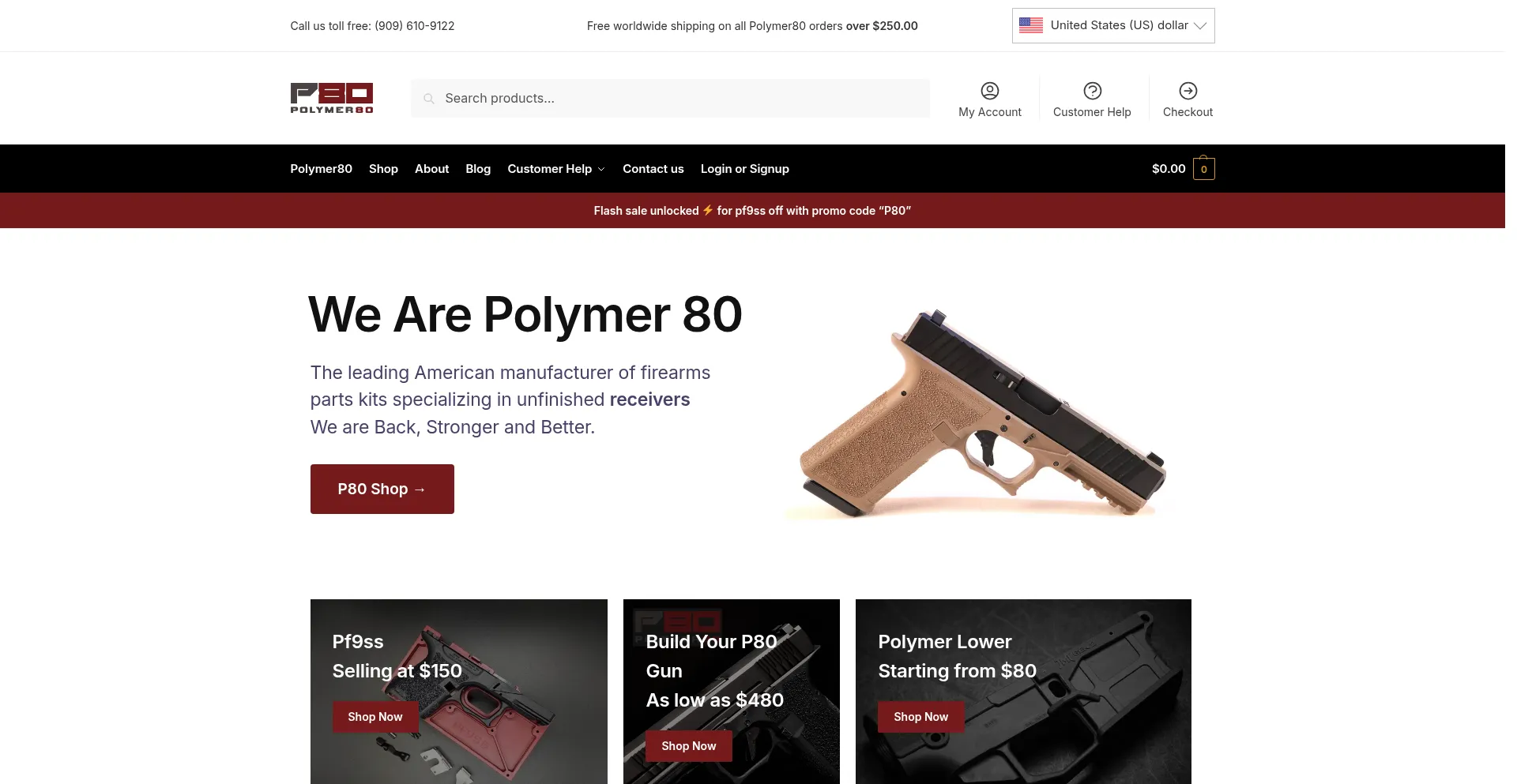 Website screenshot of Polymer80inc.com