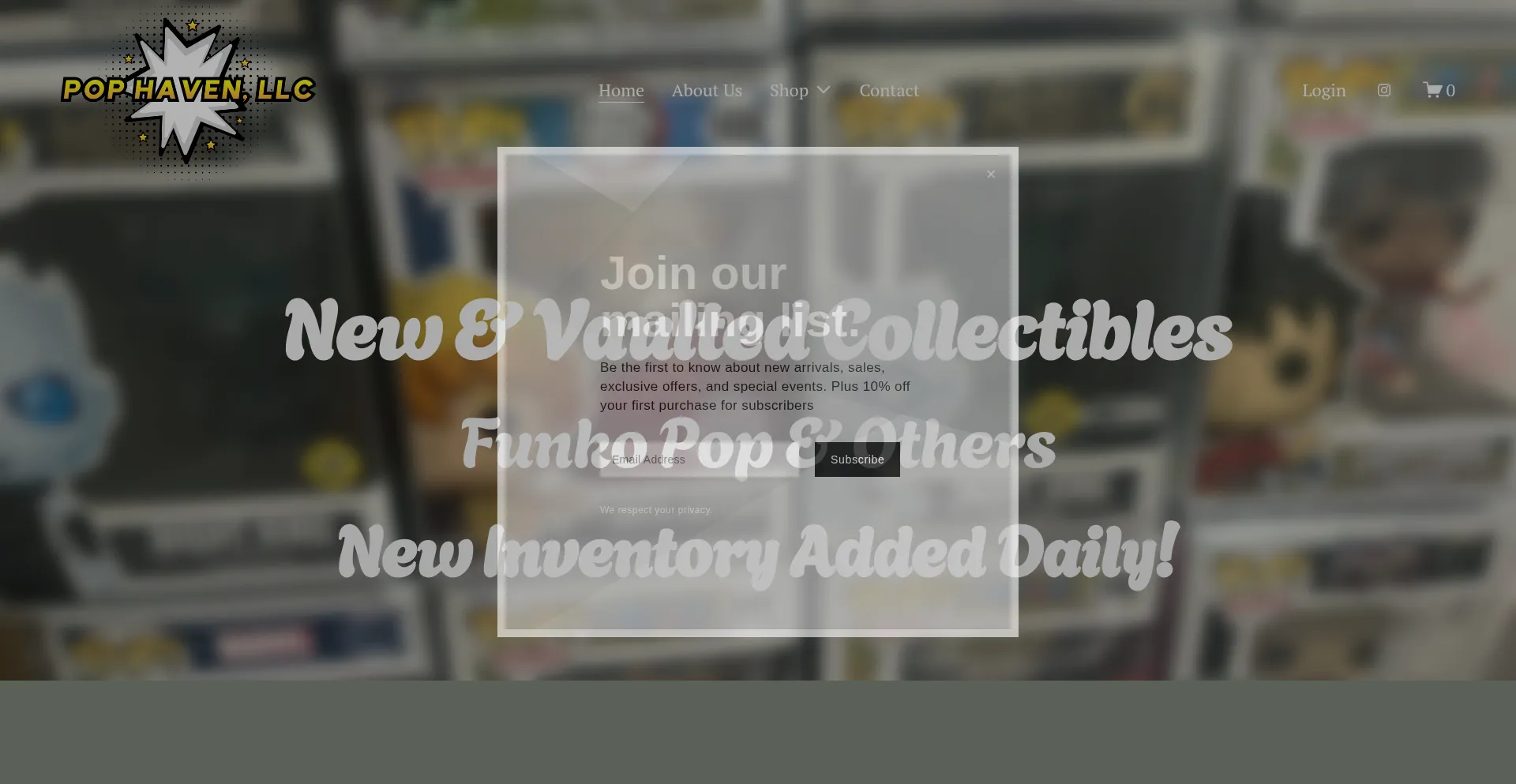 Website screenshot of Pophaven.net