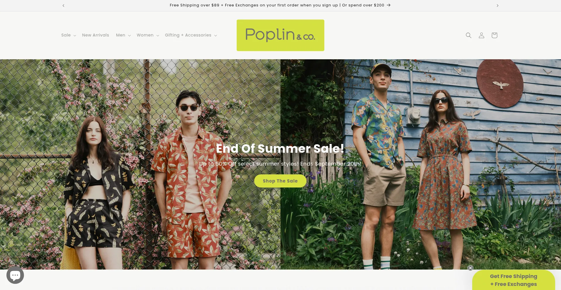 Website screenshot of Poplinandco.ca