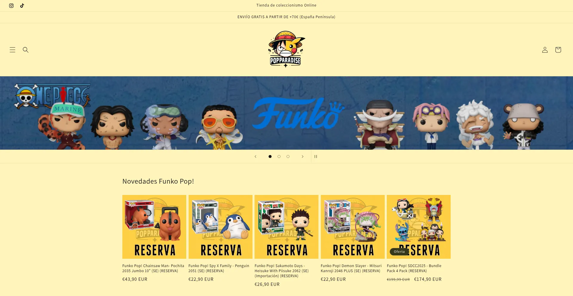 Website screenshot of Popparadise.es