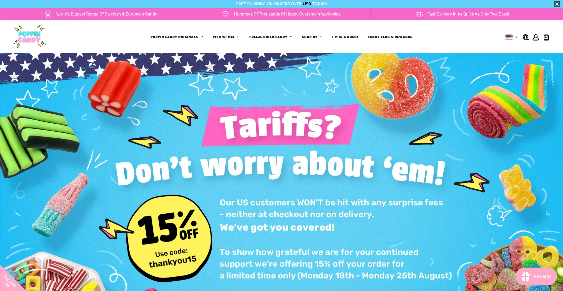 Website screenshot of Poppin-candy.com