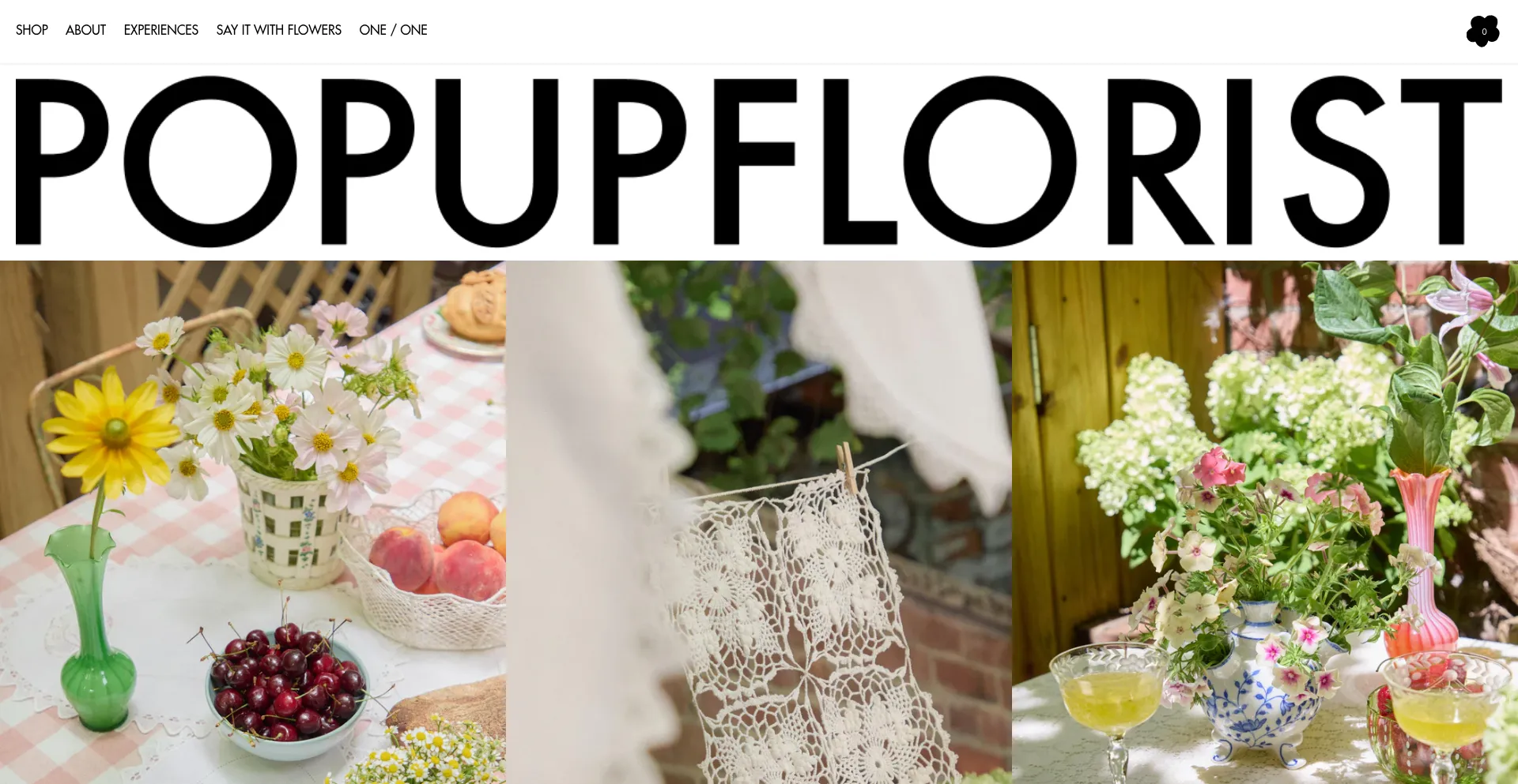 Website screenshot of Popupflorist.com