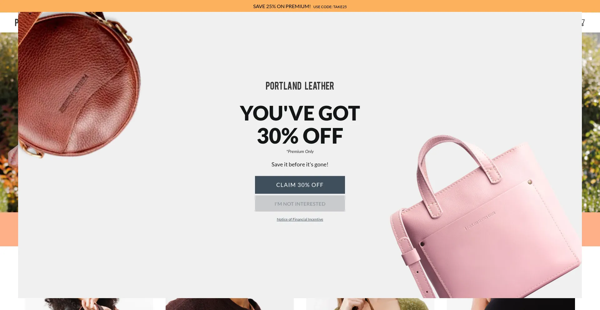 Website screenshot of Portlandleather.com