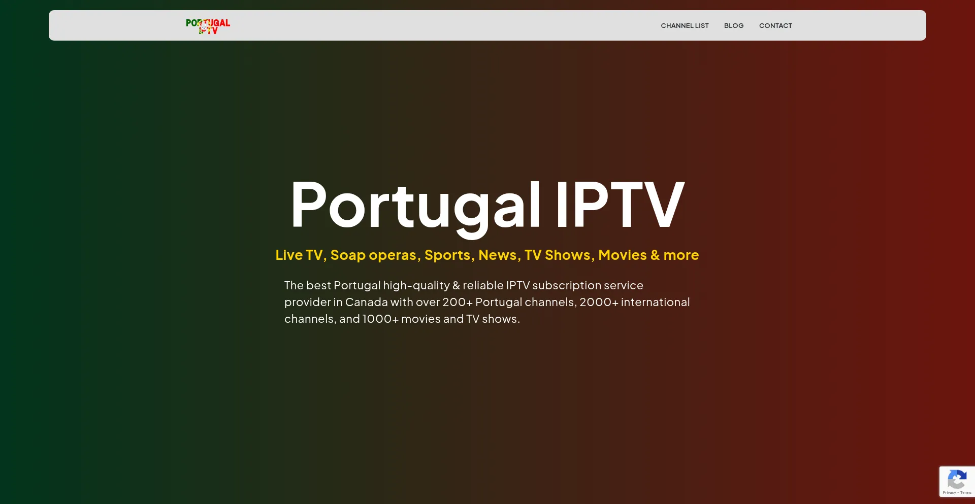 Website screenshot of Portugal-iptv.com