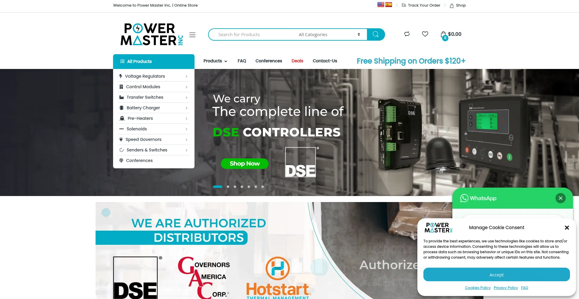 Website screenshot of Powermasterinc.com