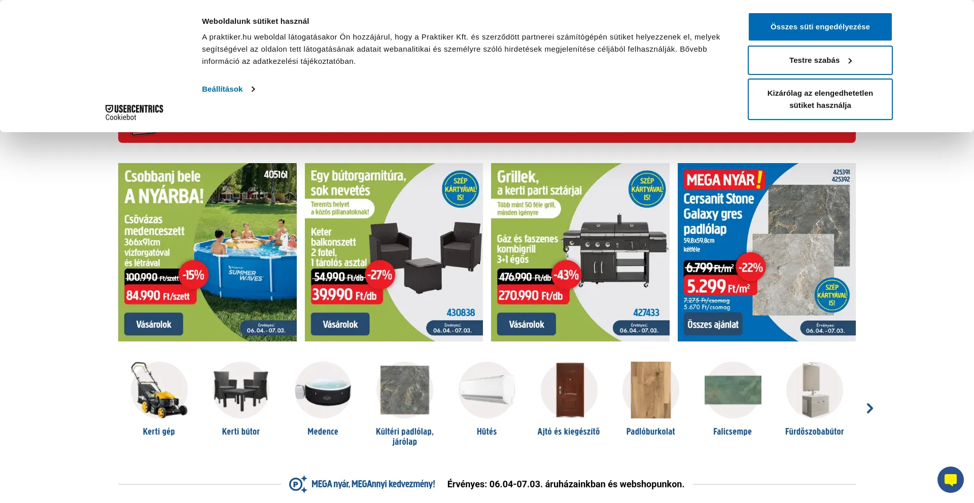Website screenshot of Praktiker.hu