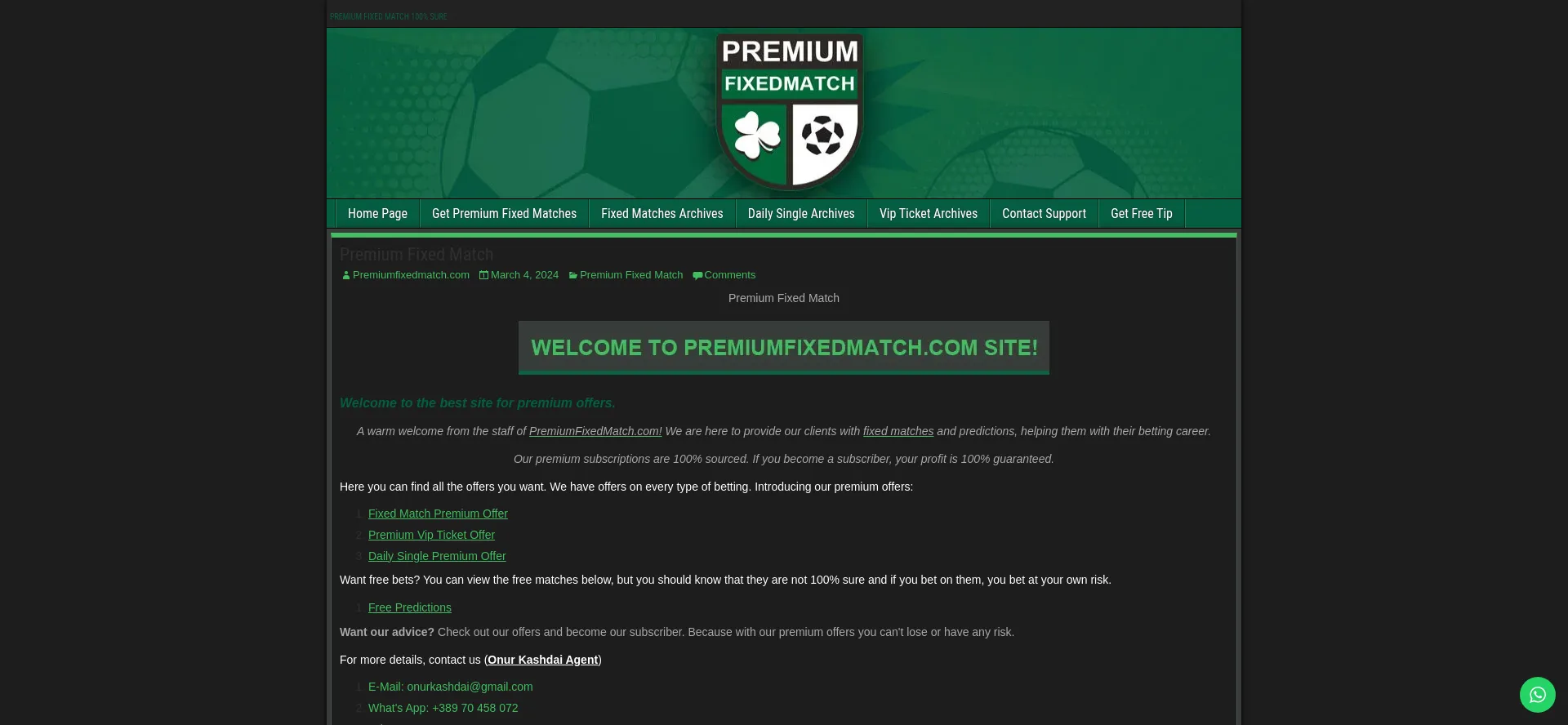 Premiumfixedmatch.com Screenshot