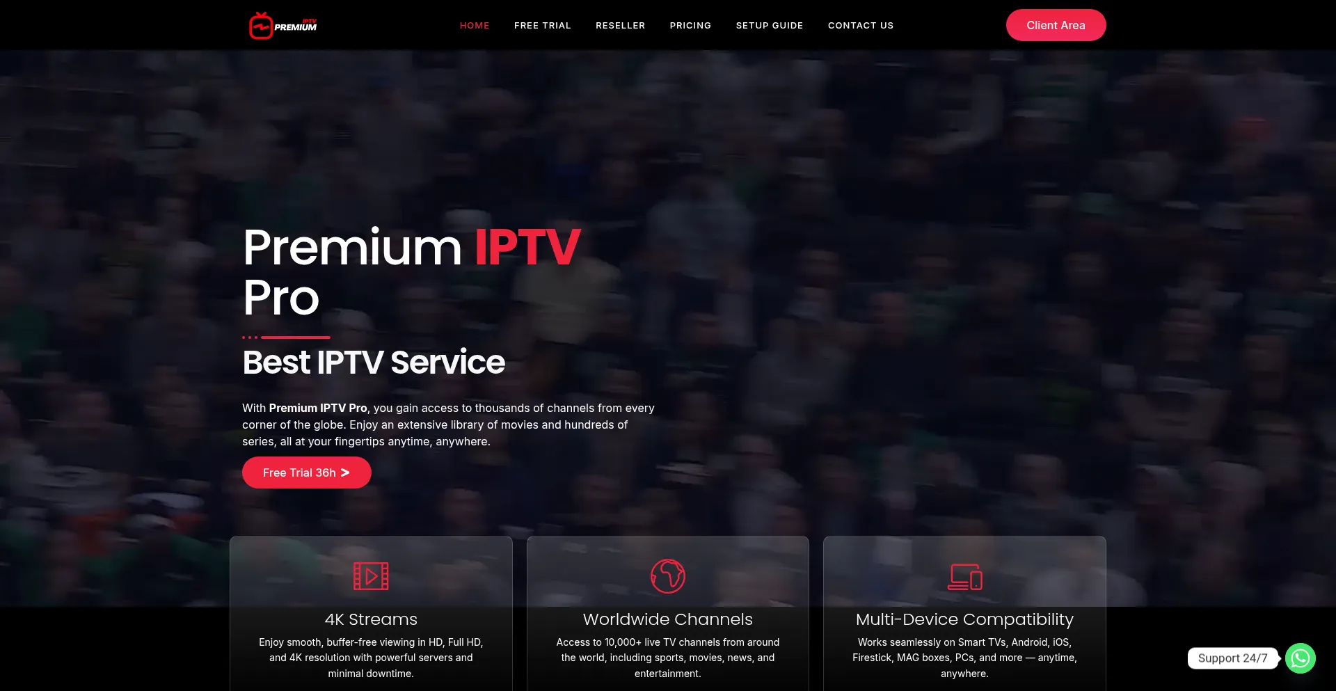 Website screenshot of Premiumproiptv.com