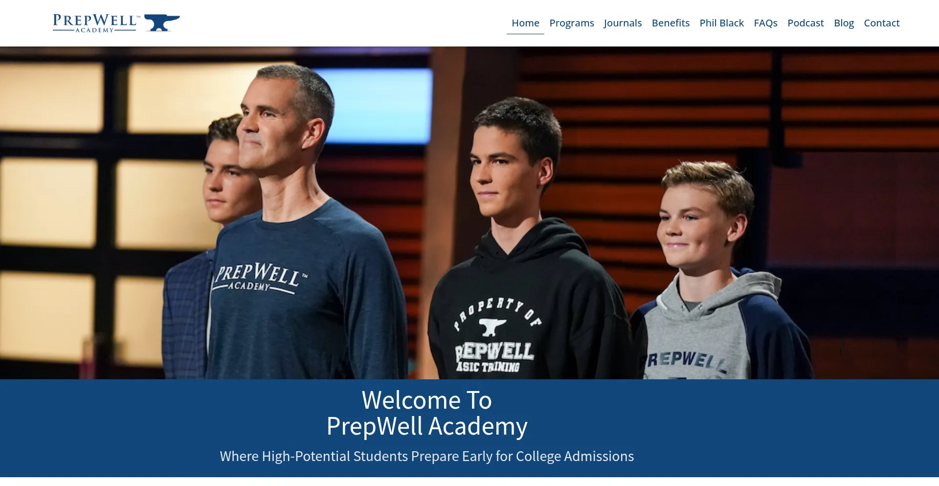 Website screenshot of Prepwellacademy.com