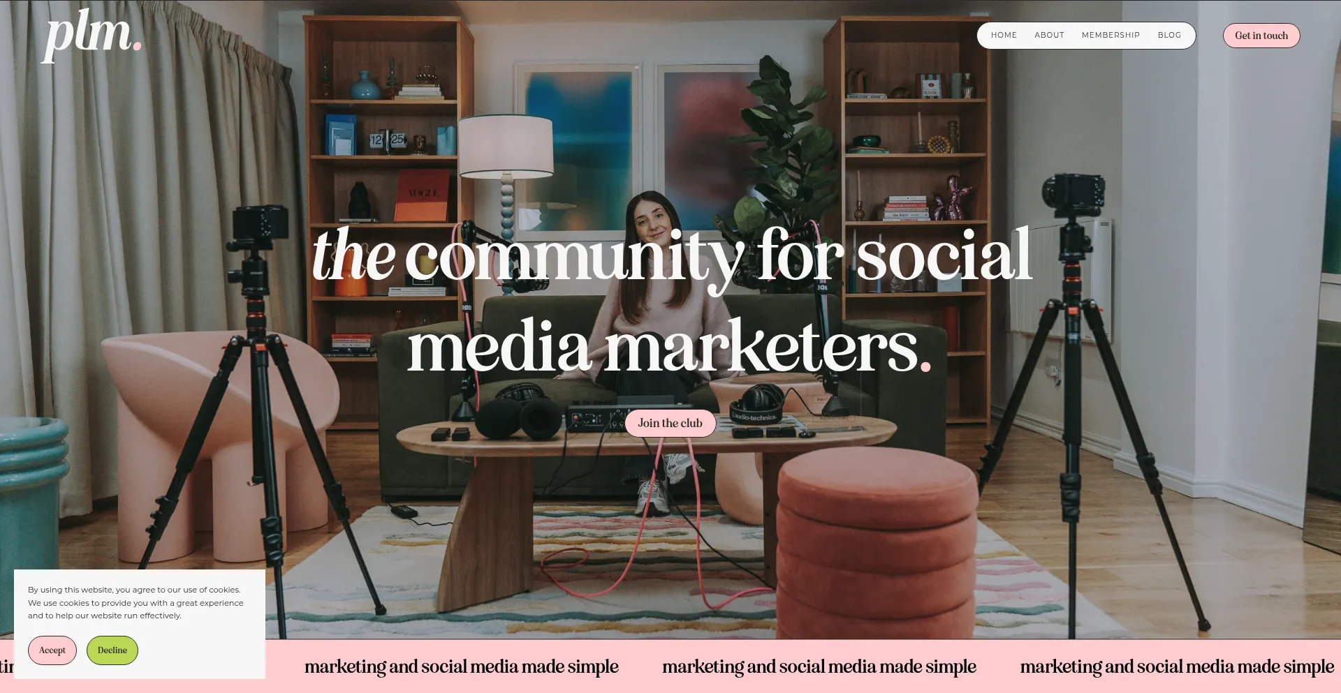 Website screenshot of Prettylittlemarketer.com