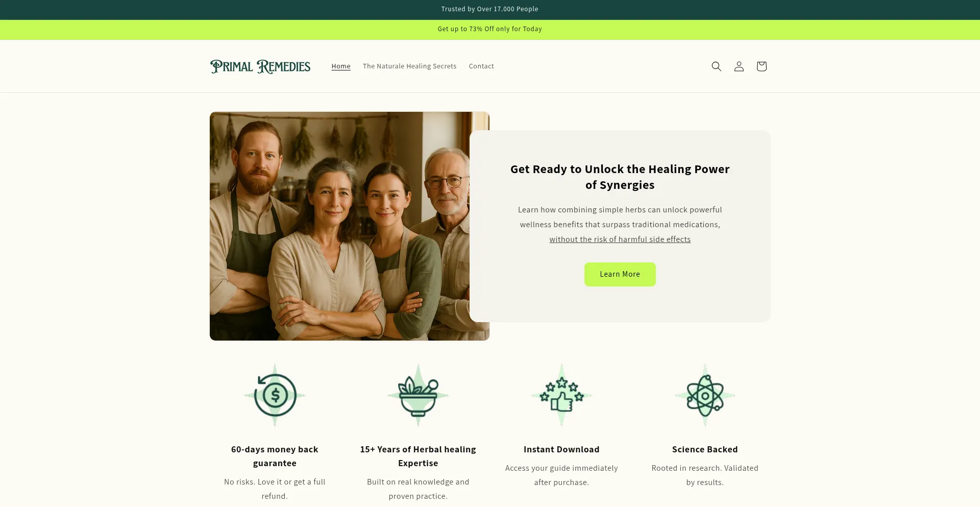 Website screenshot of Primal-remedies.com