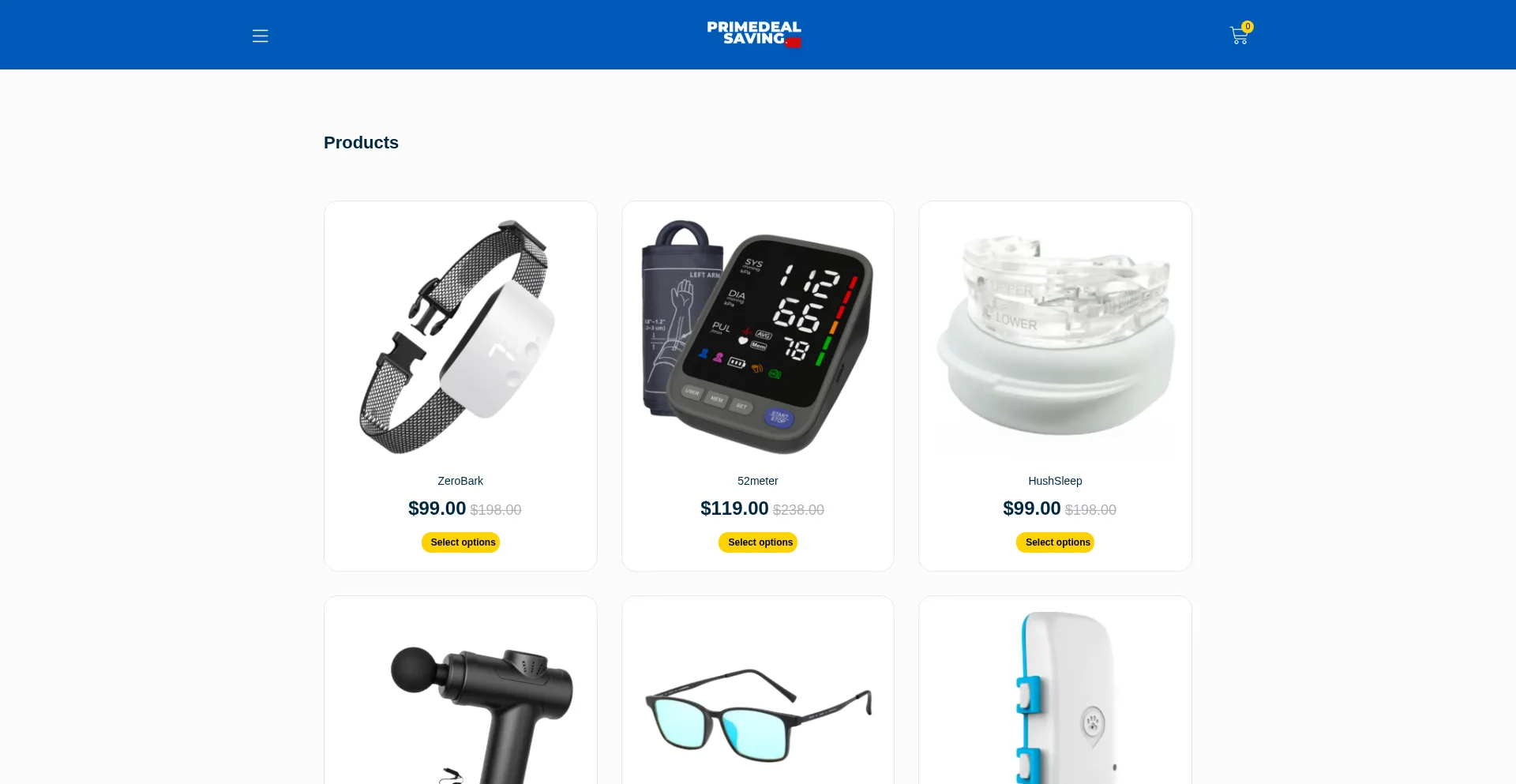Website screenshot of Primedealsaving.com