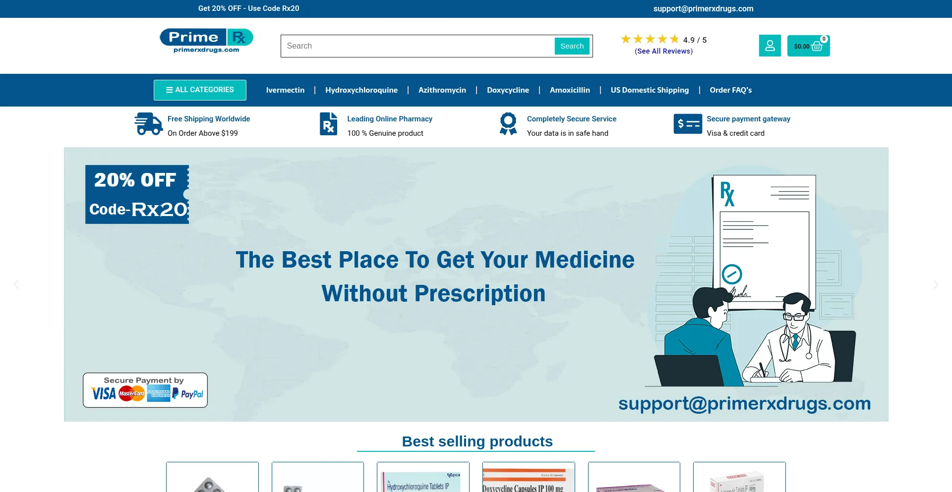 Website screenshot of Primerxdrugs.com