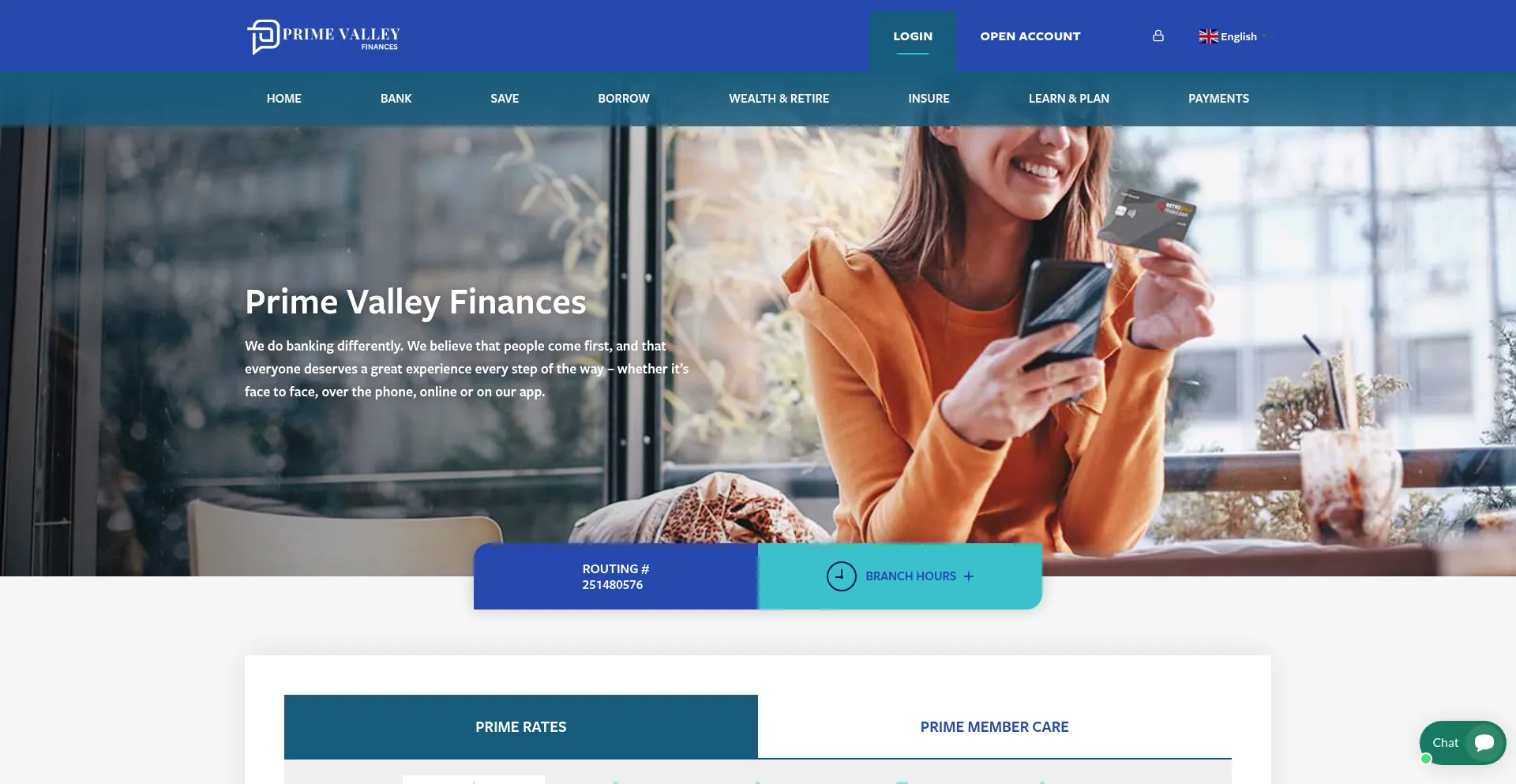 Website screenshot of Primevalleyfinances.com