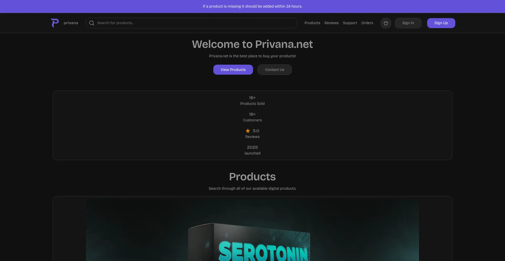 Website screenshot of Privana.net