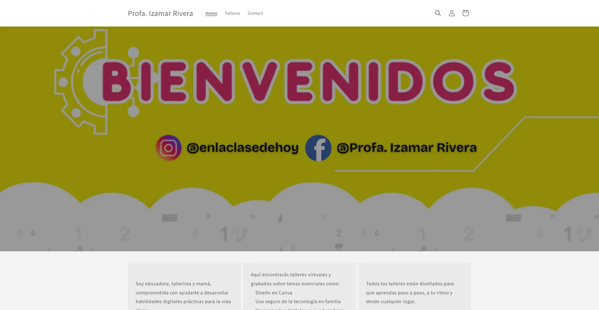 Website screenshot of Profaizamarrivera.myshopify.com