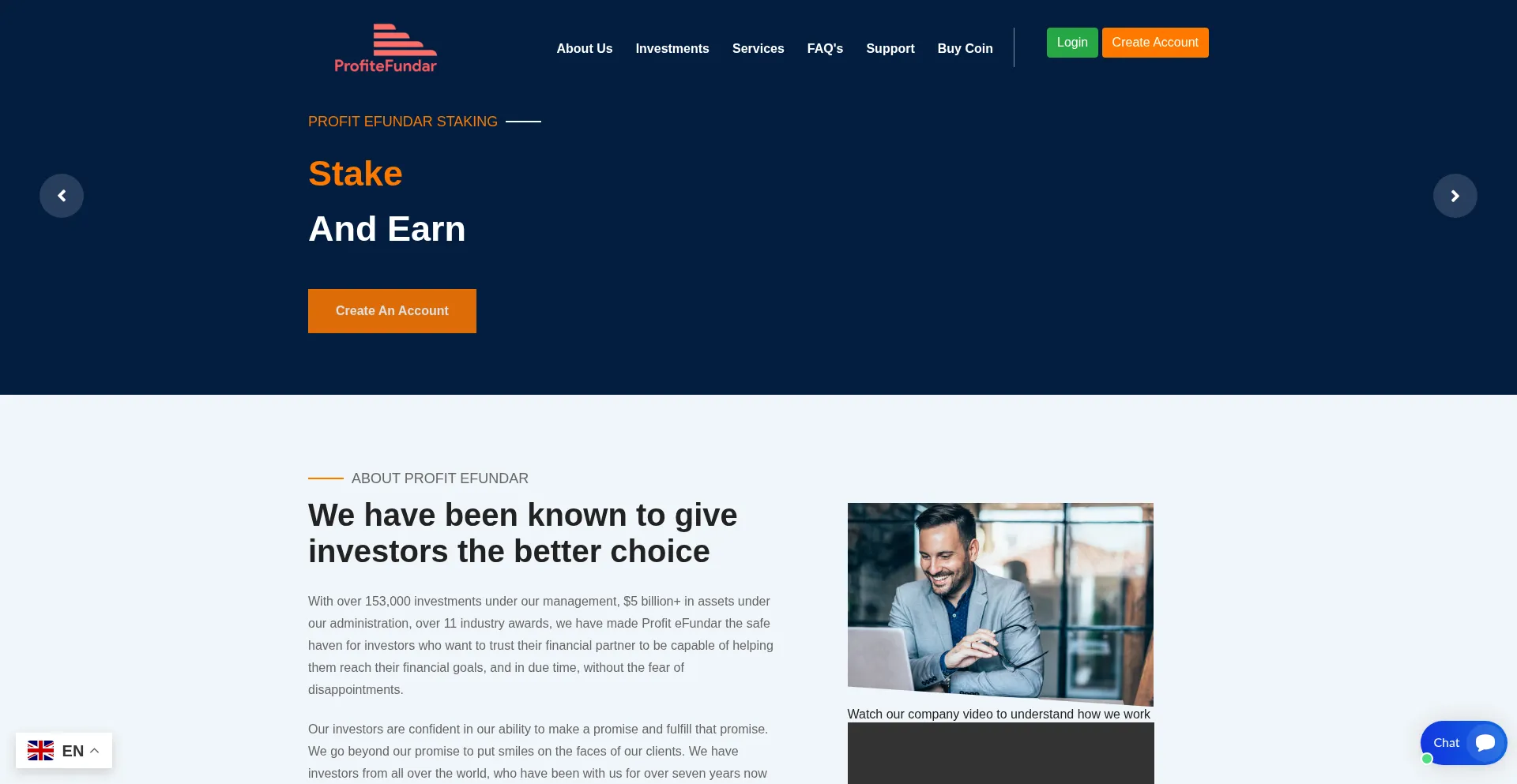 Website screenshot of Profitefundar.com
