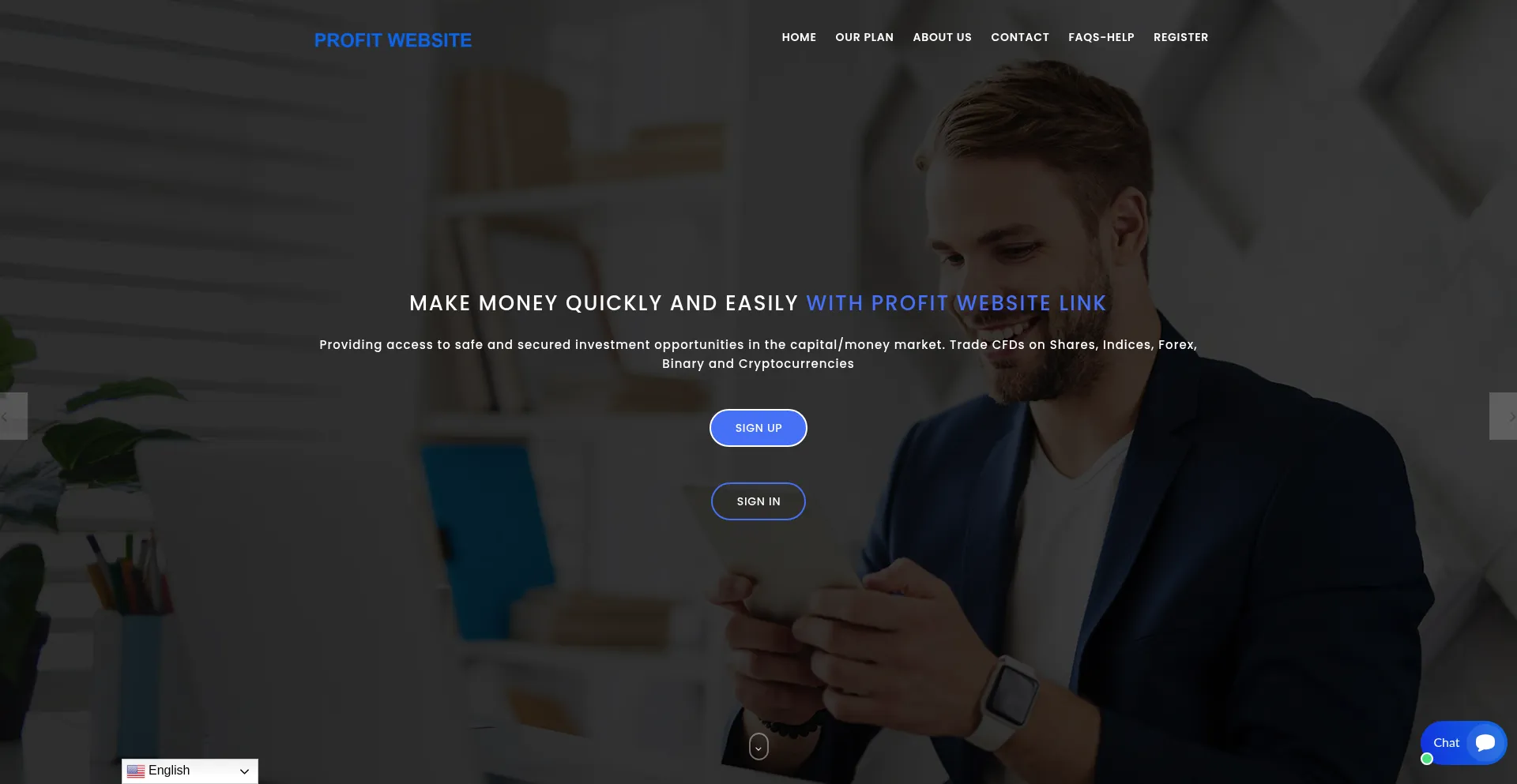 Website screenshot of Profitwebsitelink.net