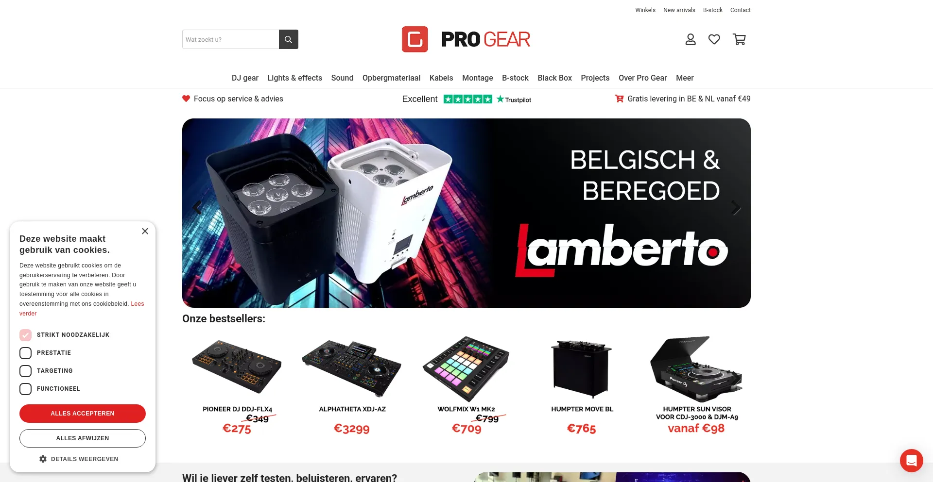 Website screenshot of Progear.be