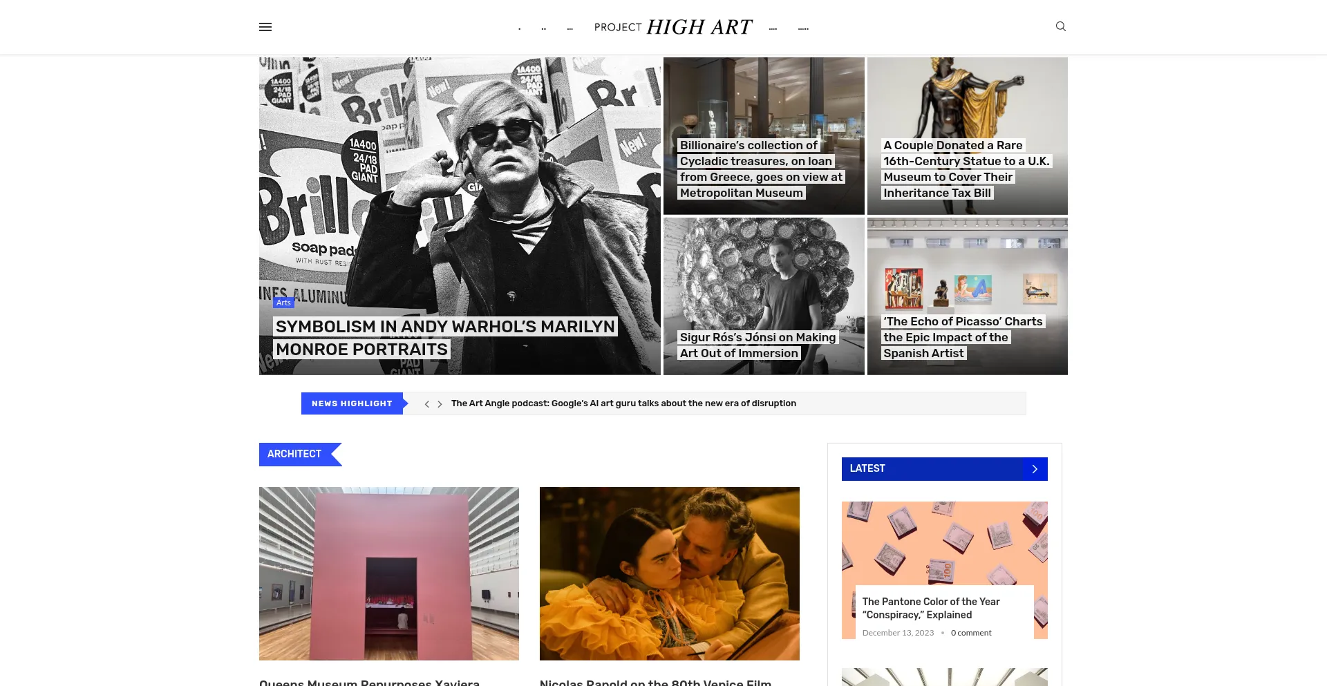 Website screenshot of Projecthighart.net