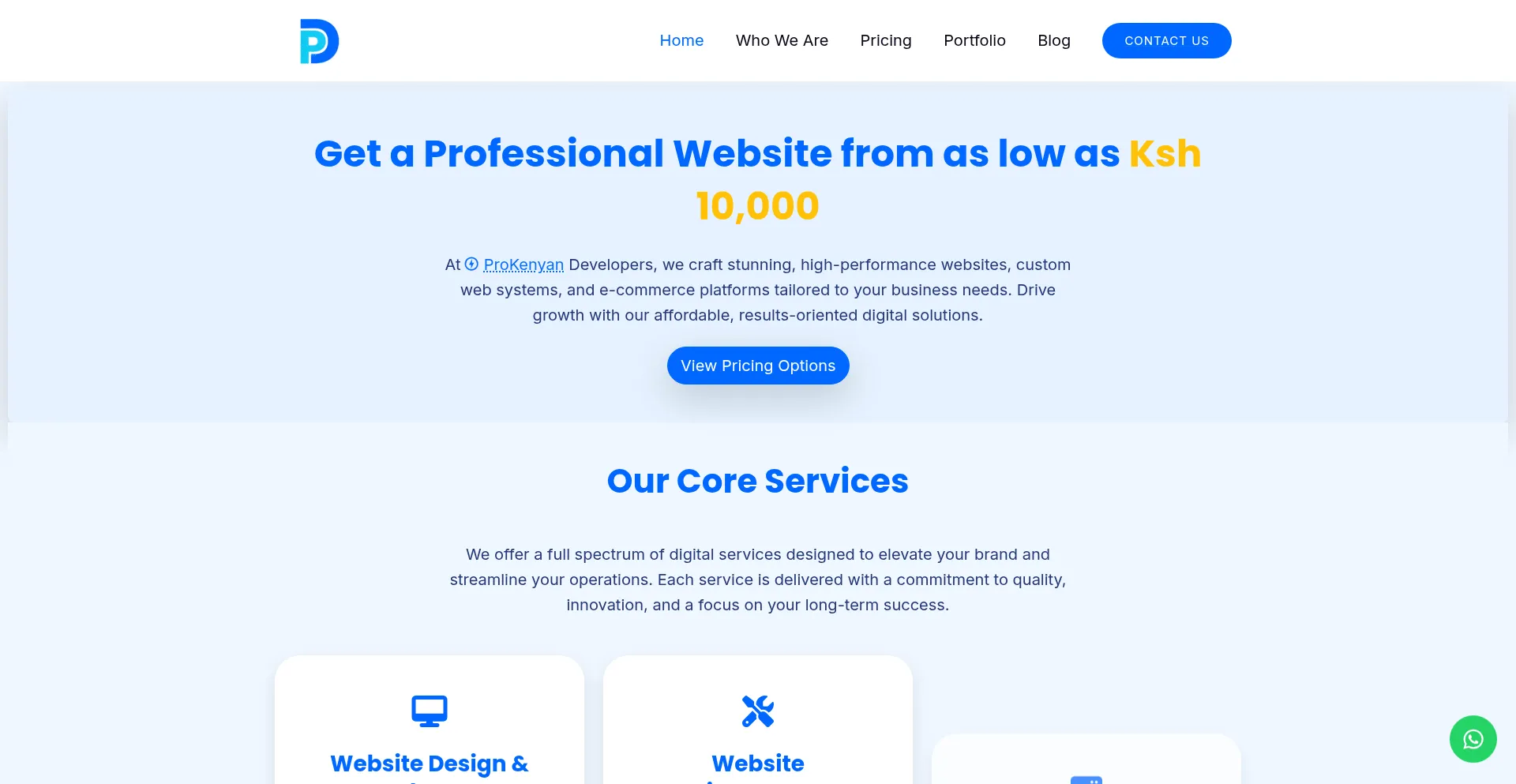 Website screenshot of Prokenyan.com