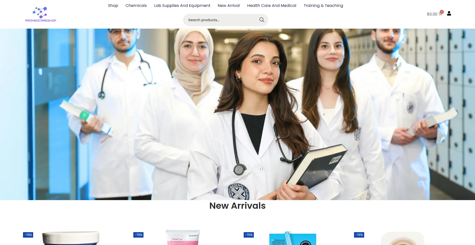 Website screenshot of Promedcareshop.com