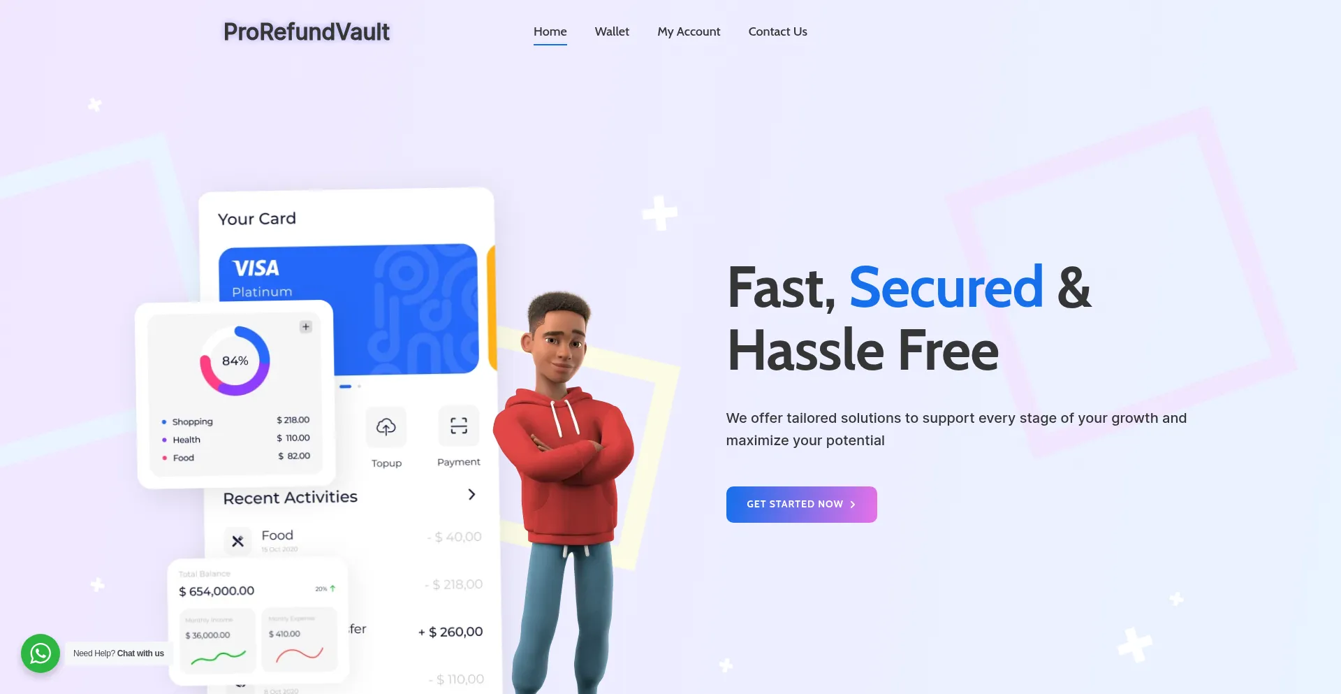 Website screenshot of Prorefundvault.com