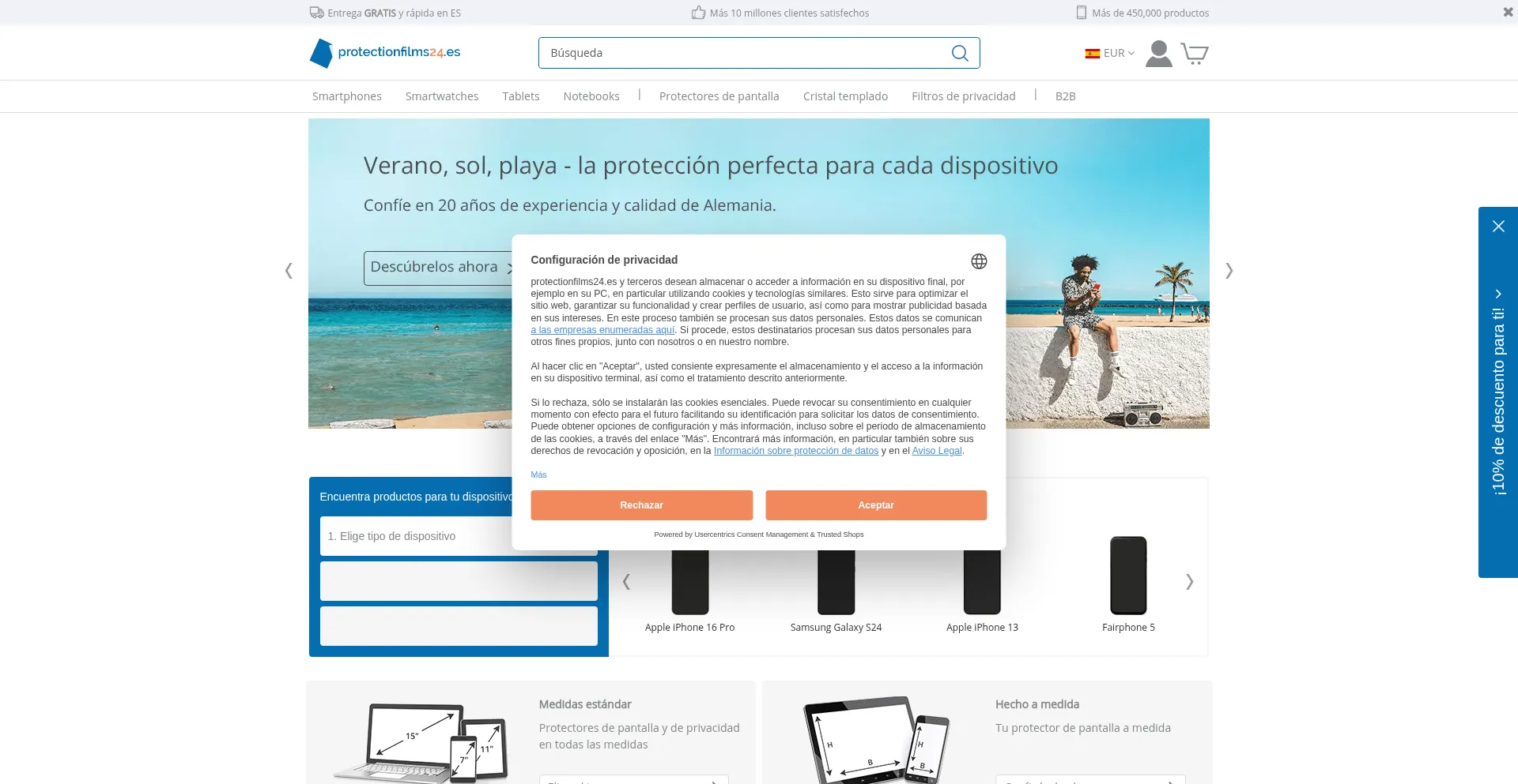 Website screenshot of Protectionfilms24.es