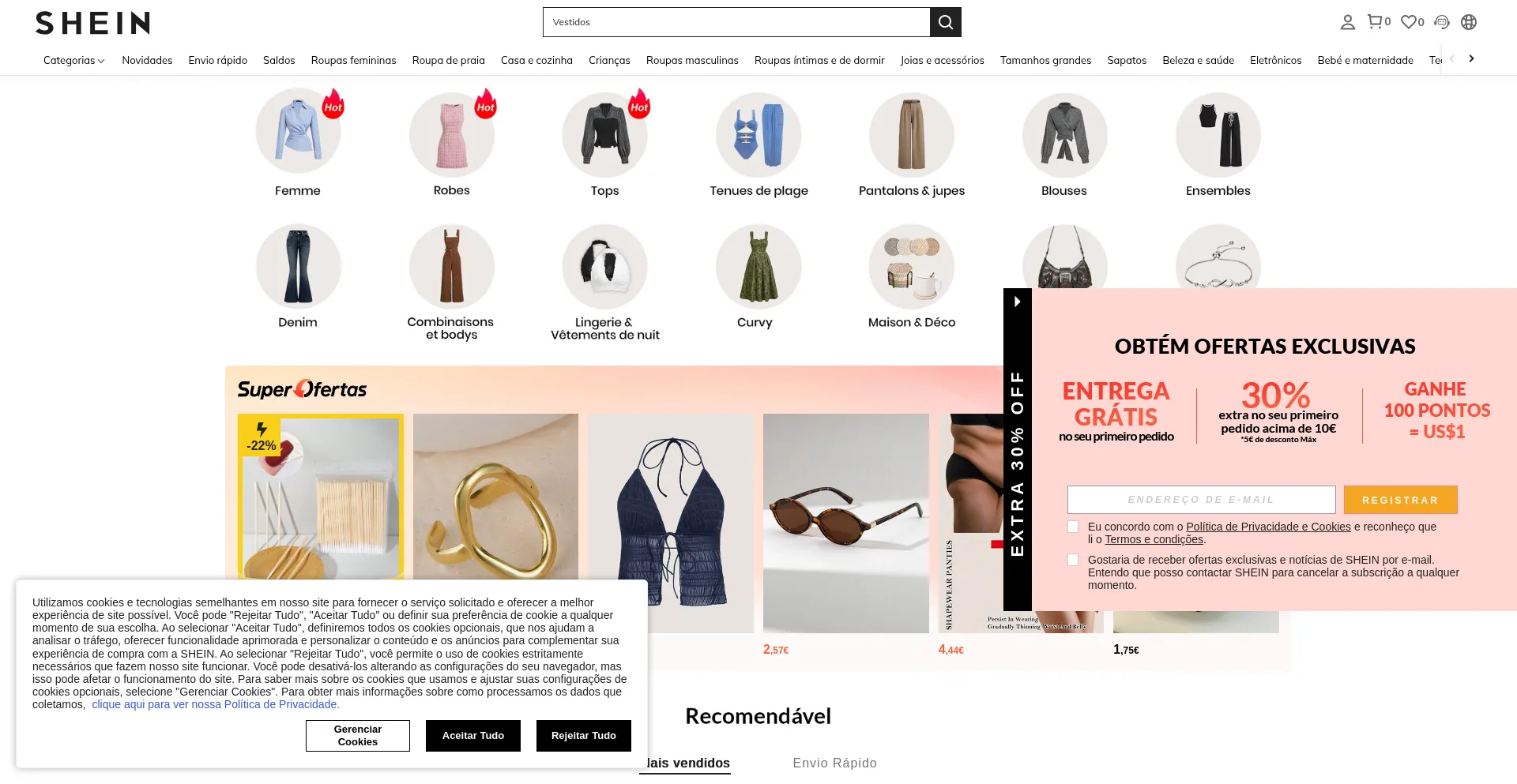 Website screenshot of Pt.shein.com