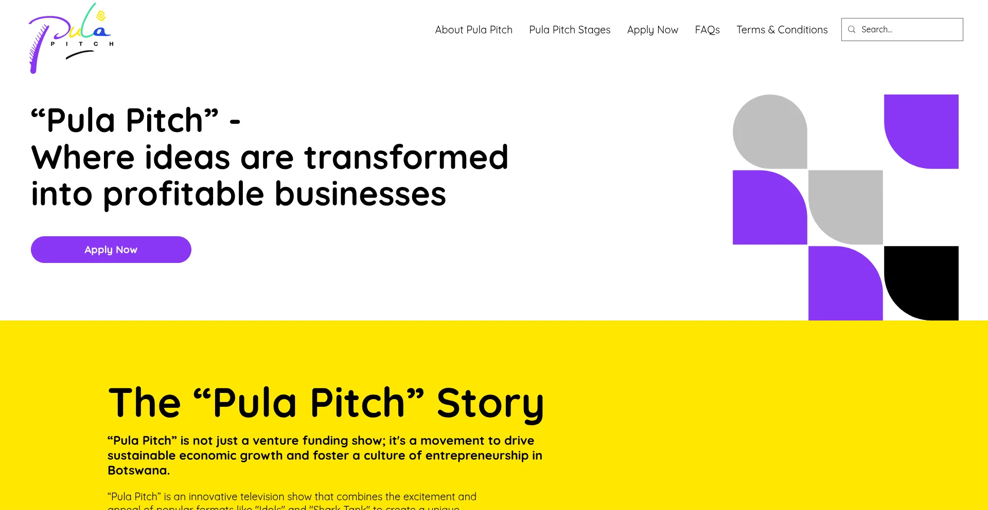 Website screenshot of Pulapitch.com