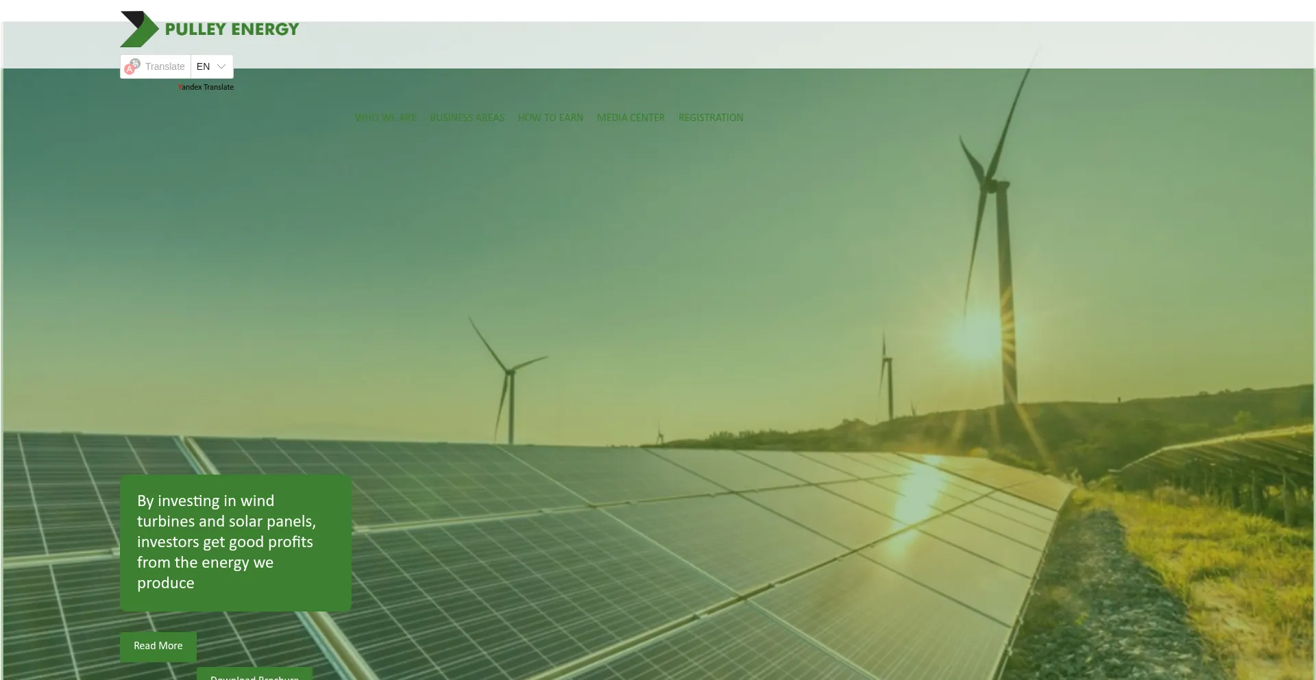 Website screenshot of Pulleyenergy.com
