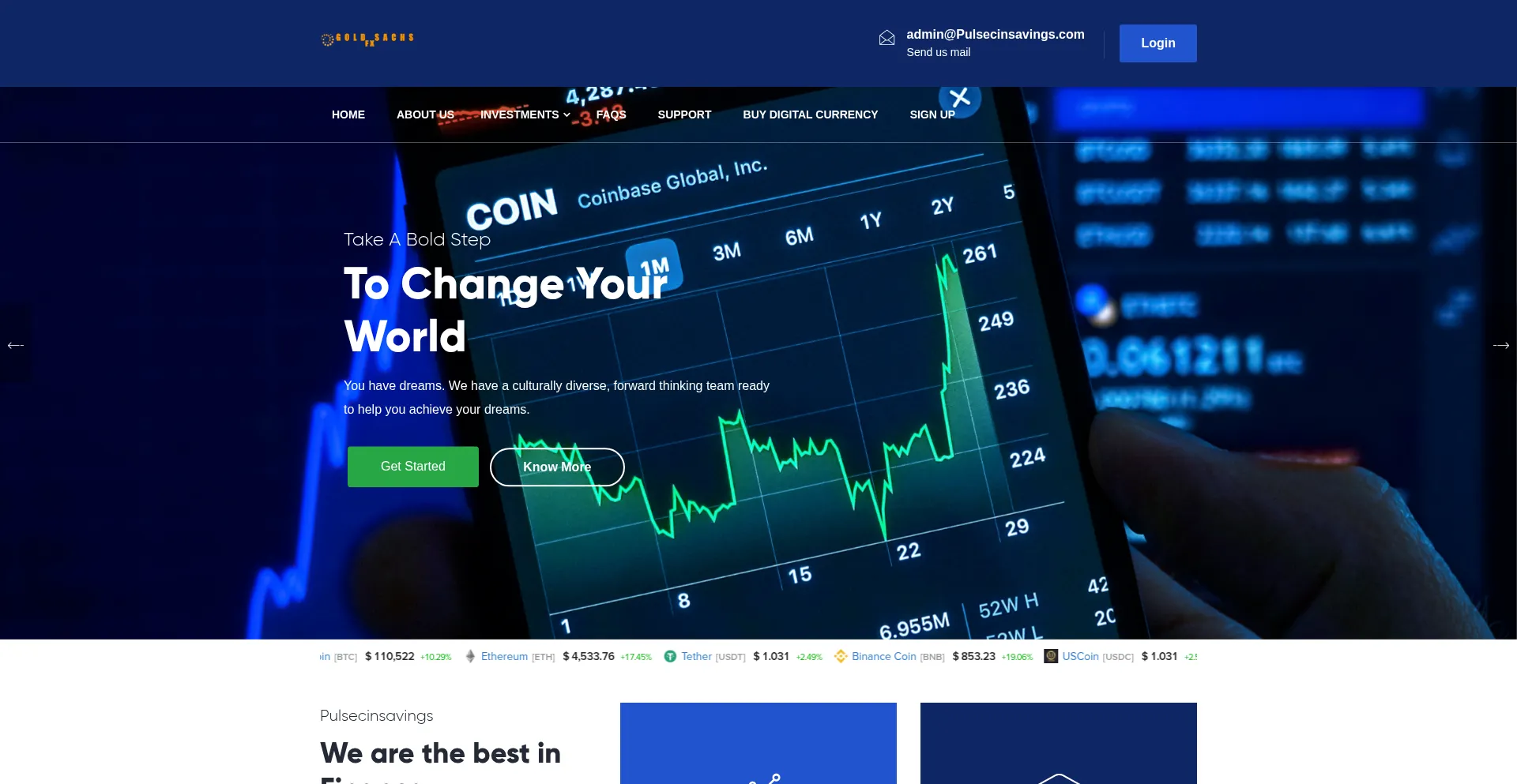 Website screenshot of Pulsecinsavings.com