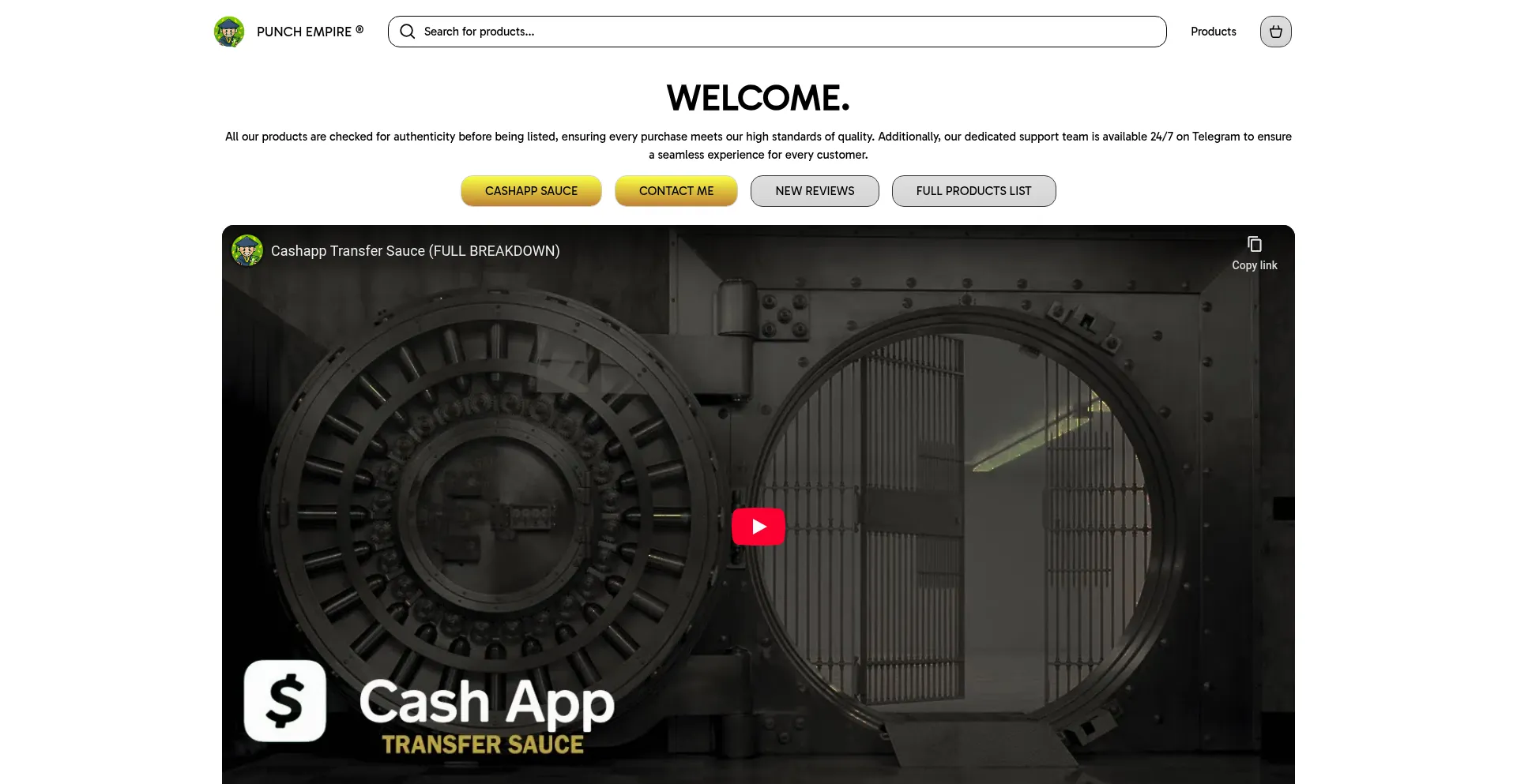 Website screenshot of Punchempire.com