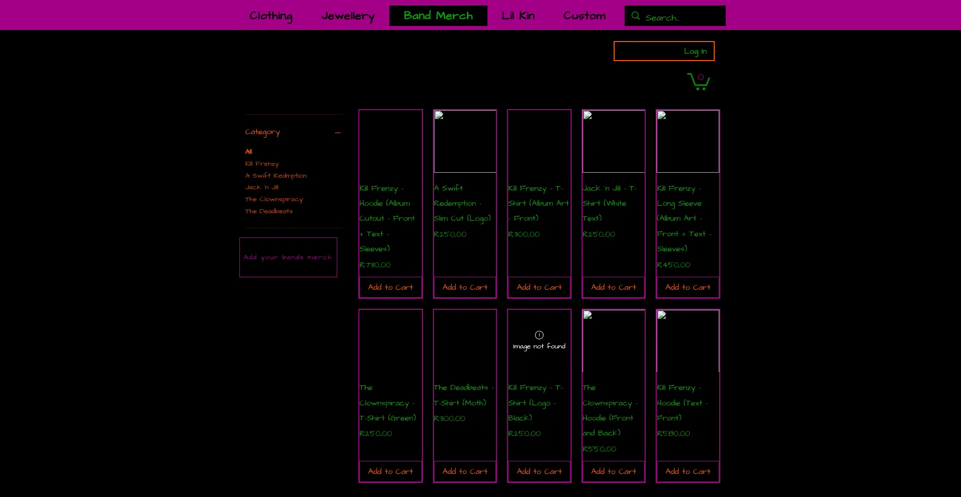 Website screenshot of Punk-kin.com