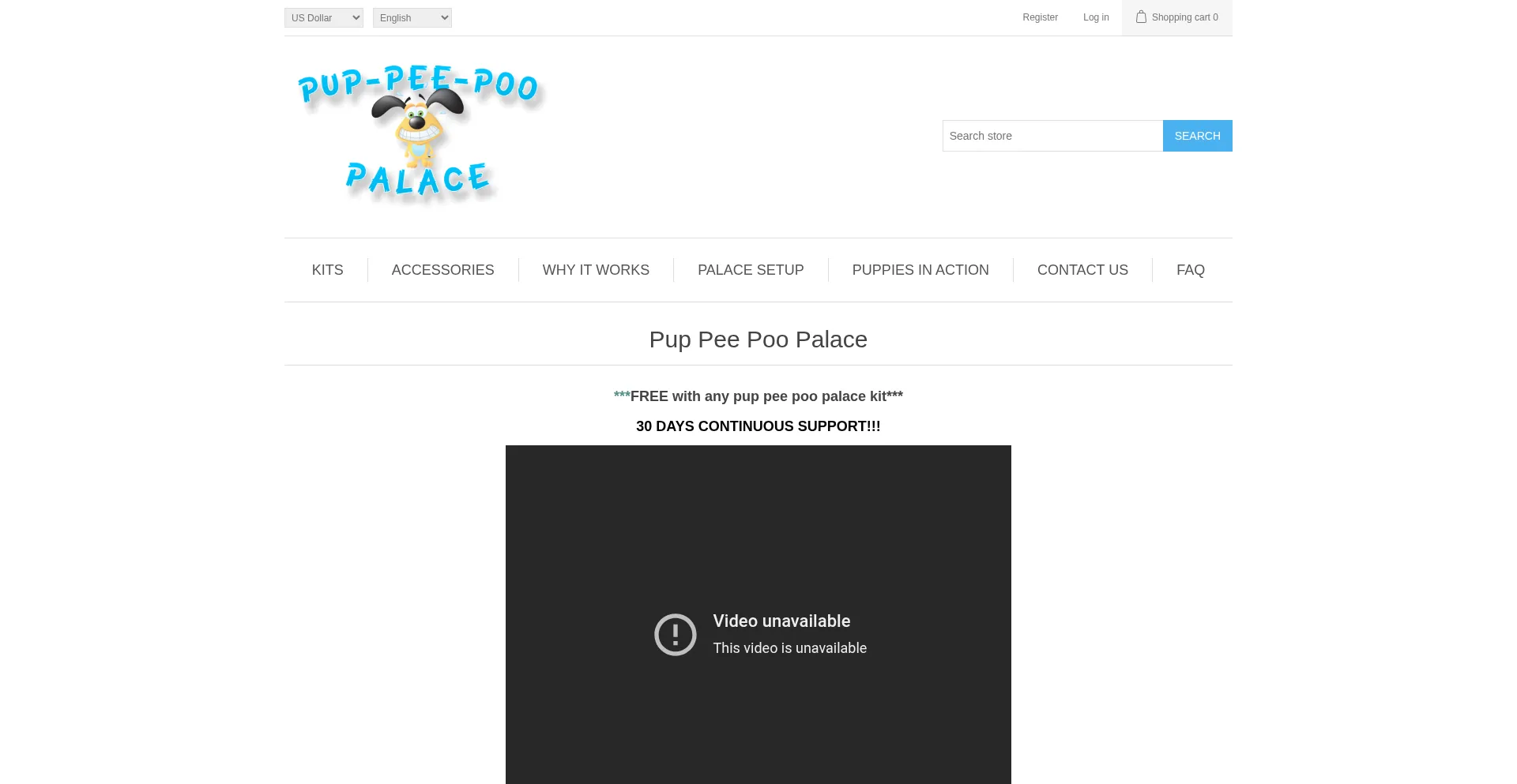 Website screenshot of Puppeepoopalace.com
