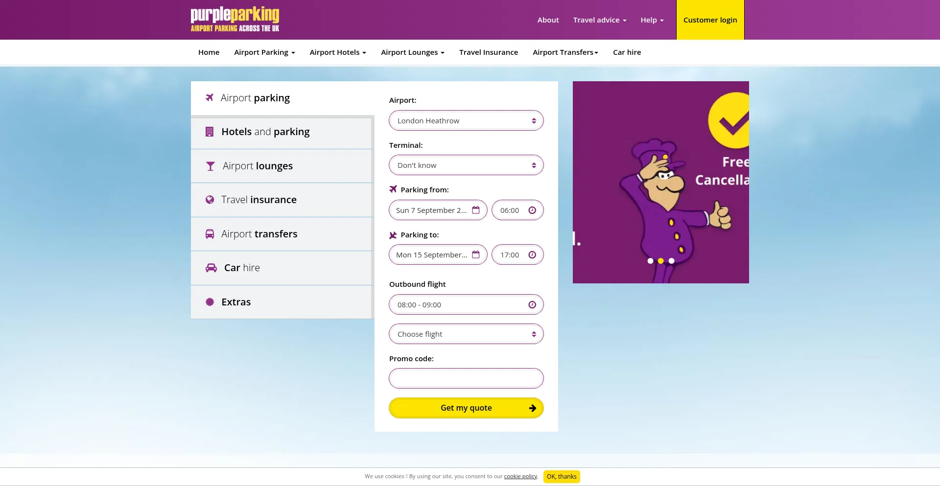 Website screenshot of Purpleparking.com