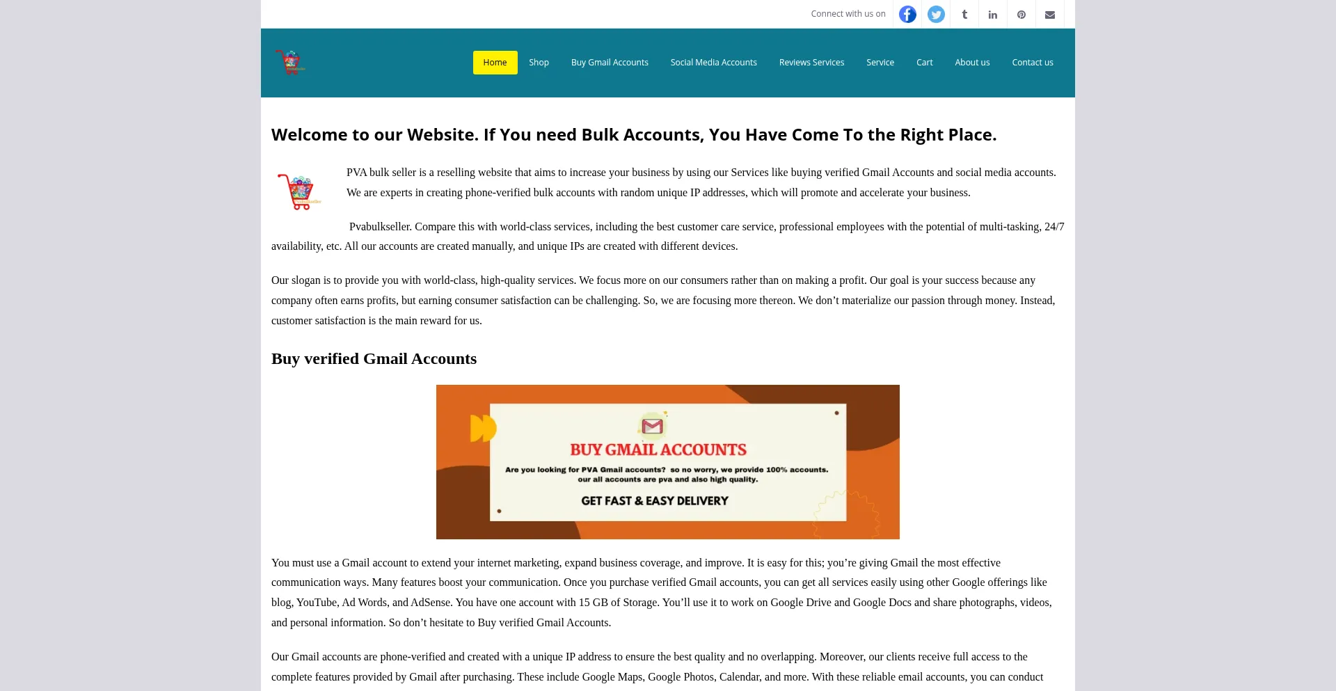 Website screenshot of Pvabulkseller.com