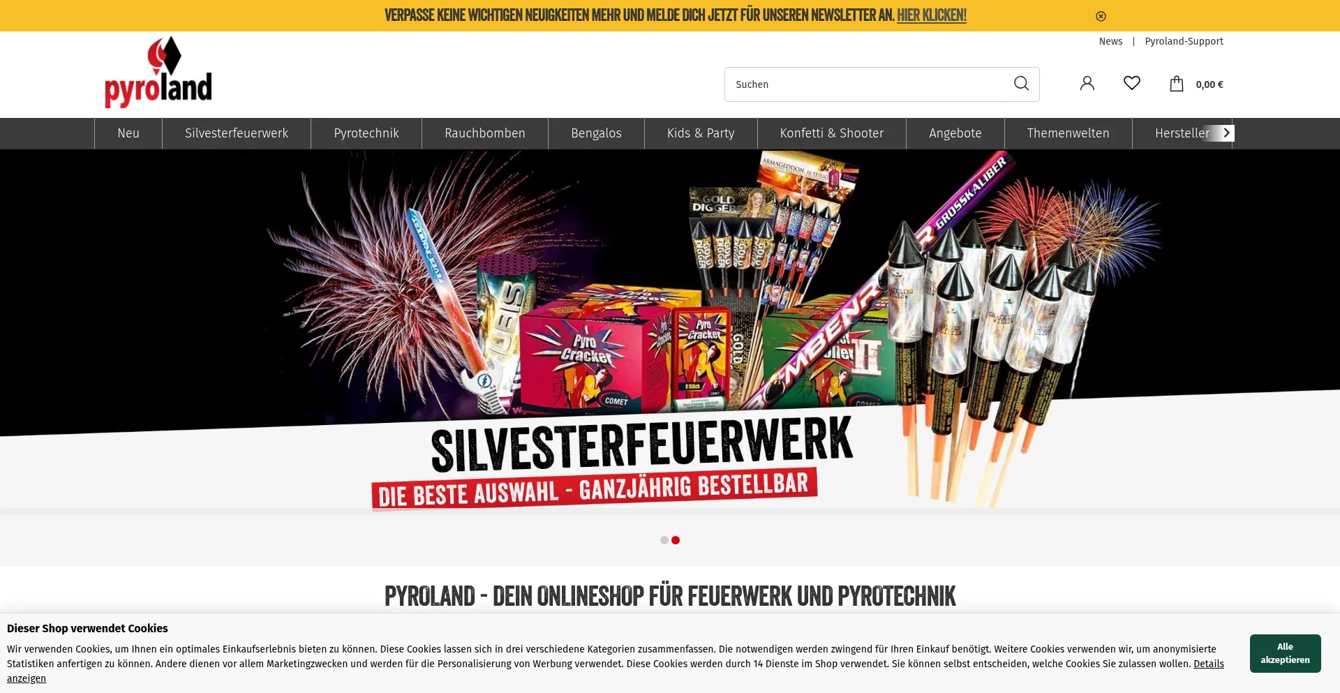 Website screenshot of Pyroland.de