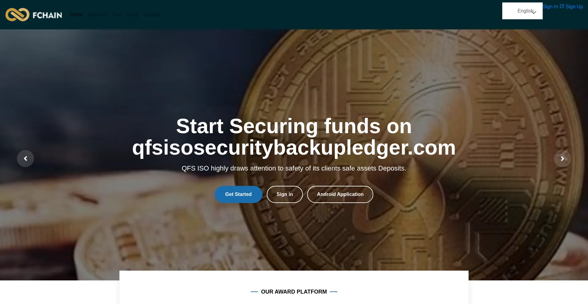 Website screenshot of Qfsisosecuritybackupledger.com