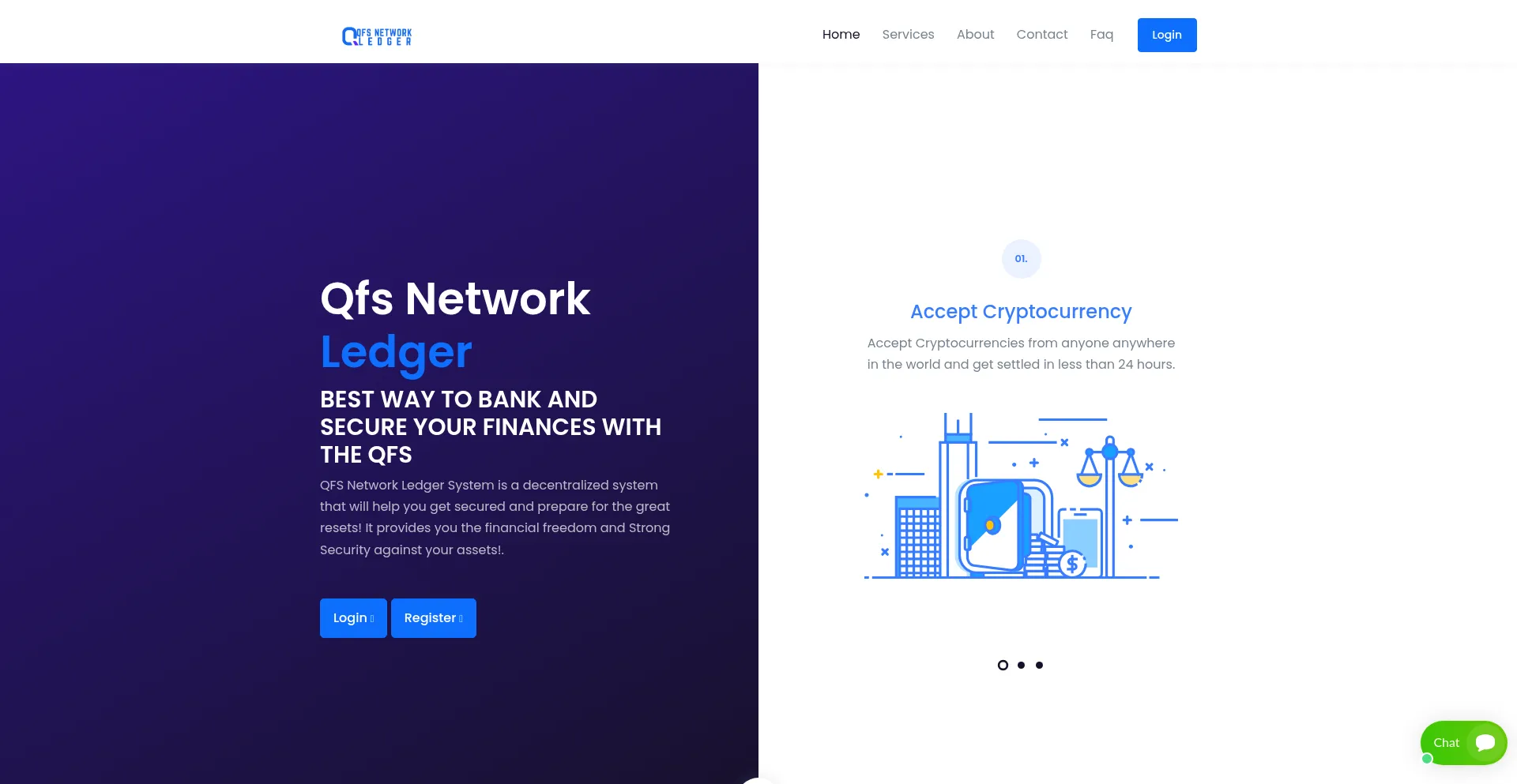 Website screenshot of Qfsnetworkledgersystem.com