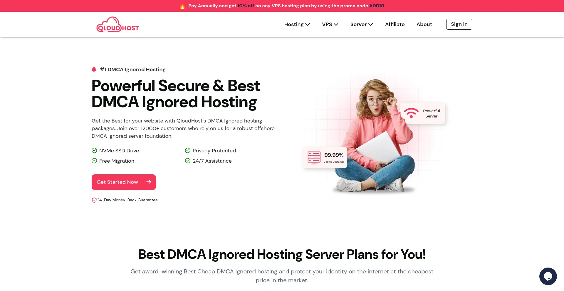 Website screenshot of Qloudhost.com