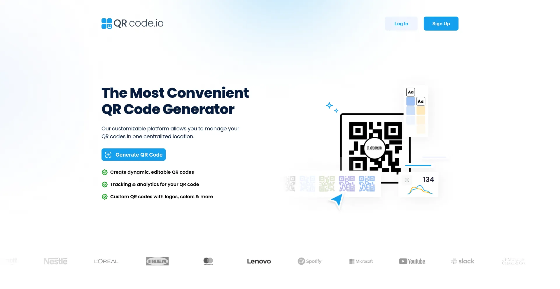 Website screenshot of Qr-code.io