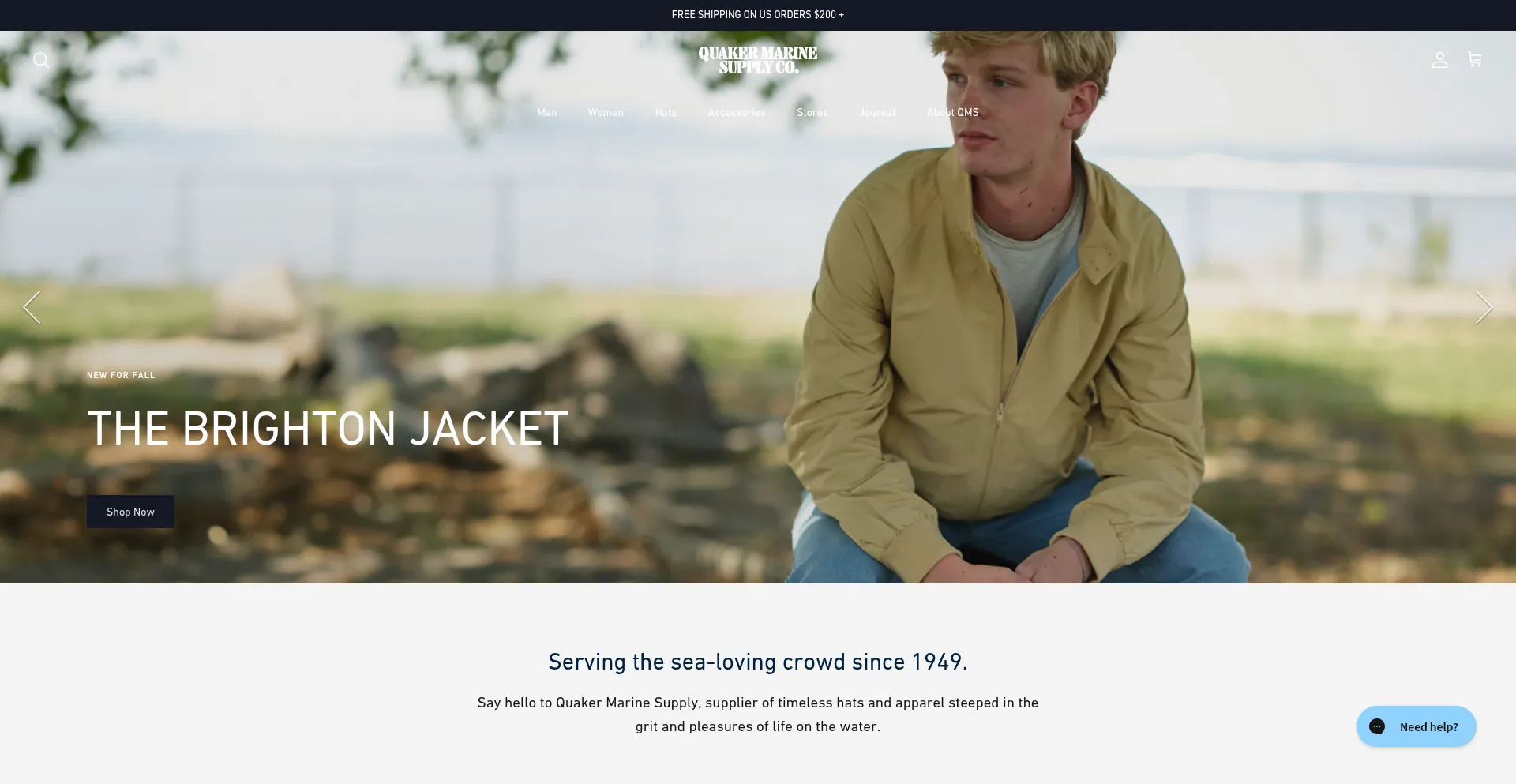Website screenshot of Quakermarine.com