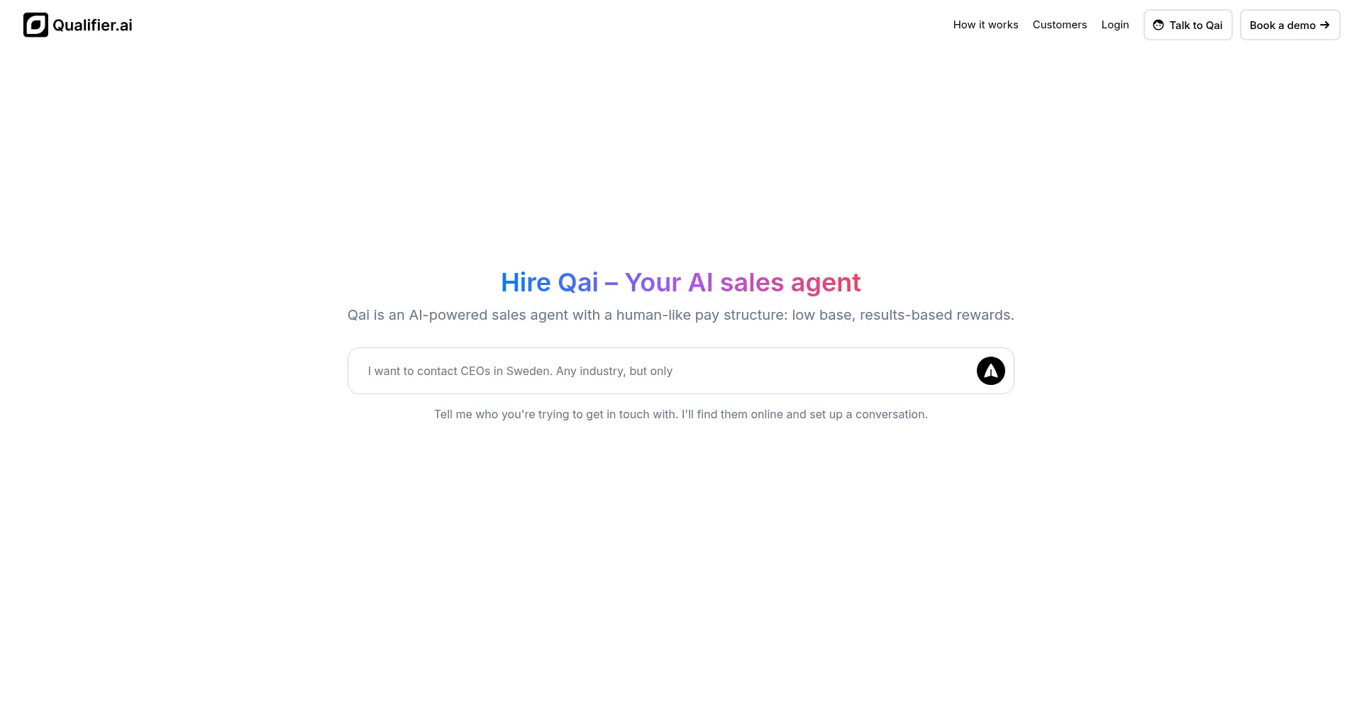 Website screenshot of Qualifier.ai
