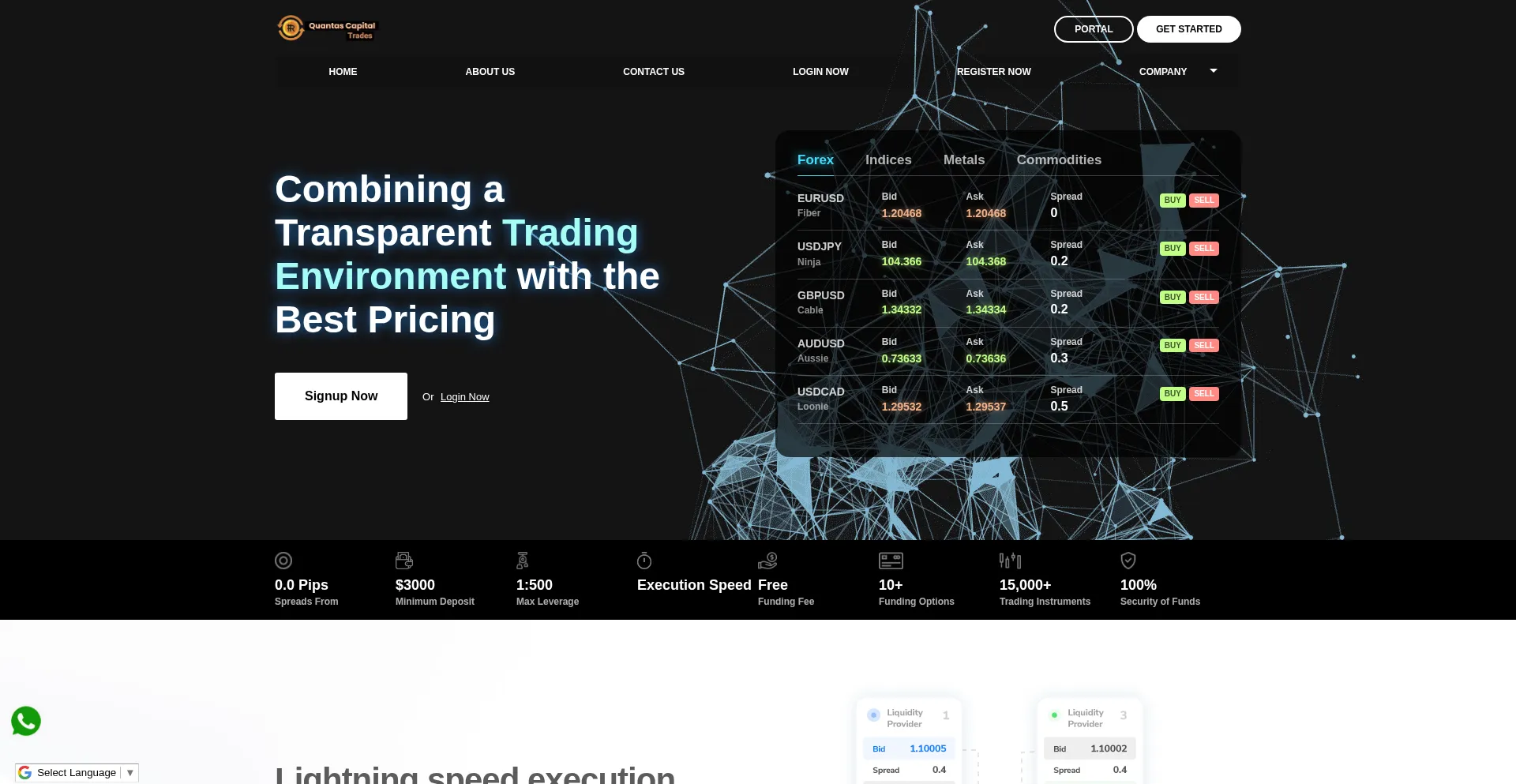 Website screenshot of Quantascapital-trade.com