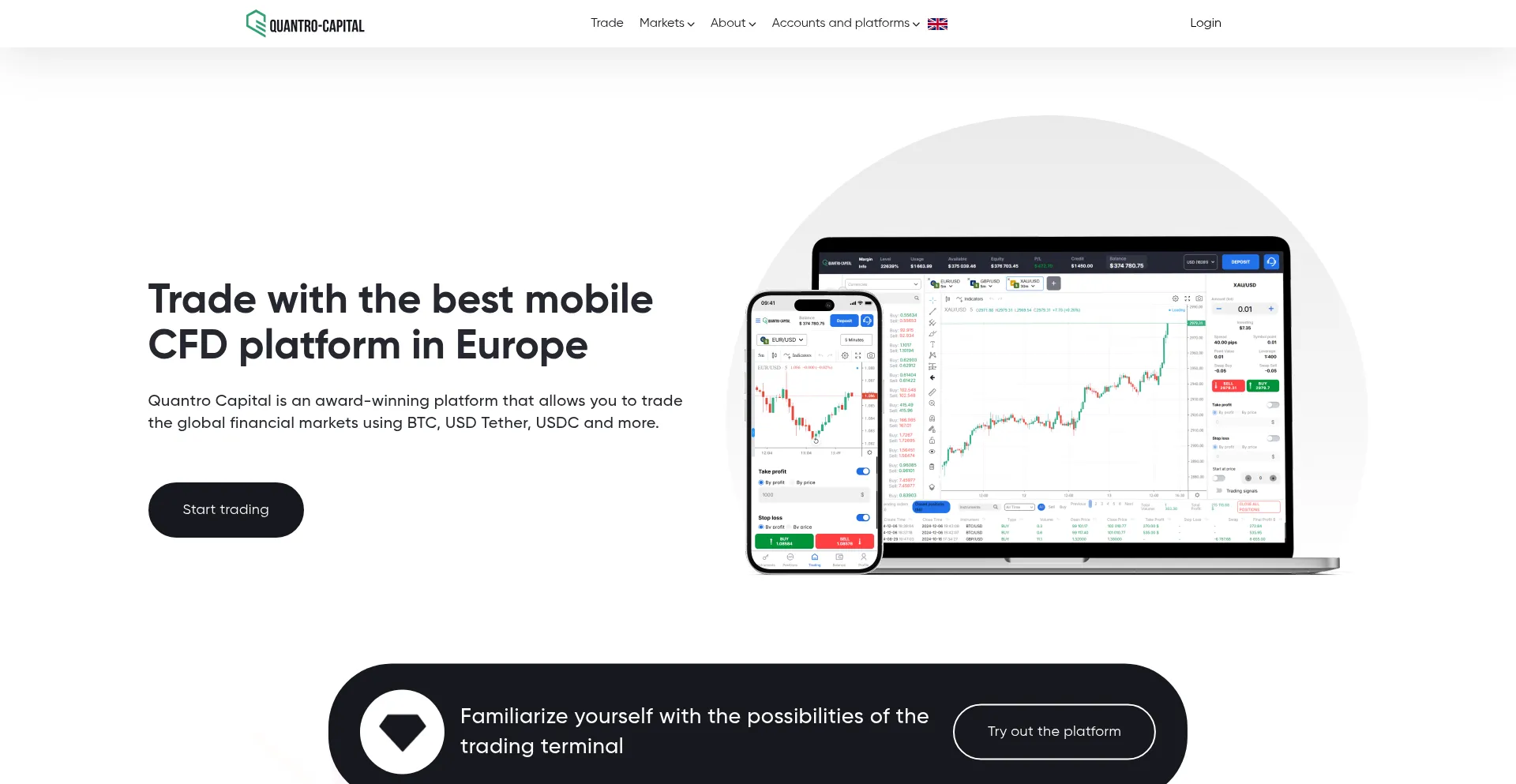 Website screenshot of Quantro-capital.com