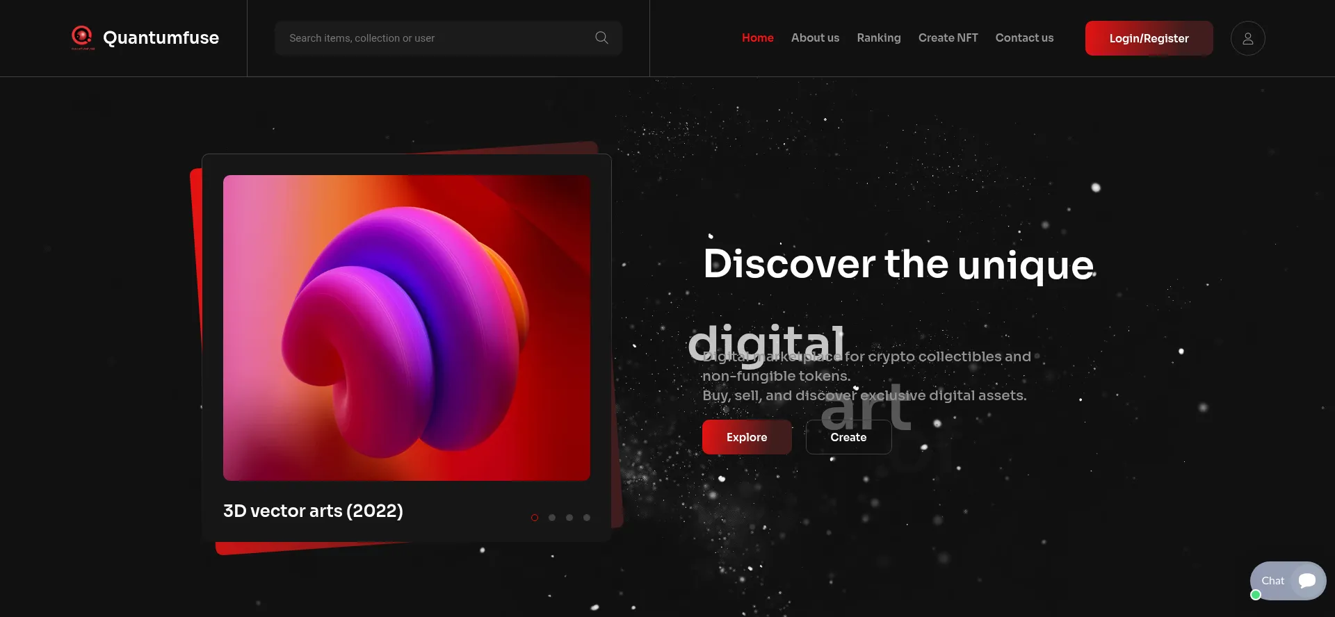 Website screenshot of Quantumfuse.art