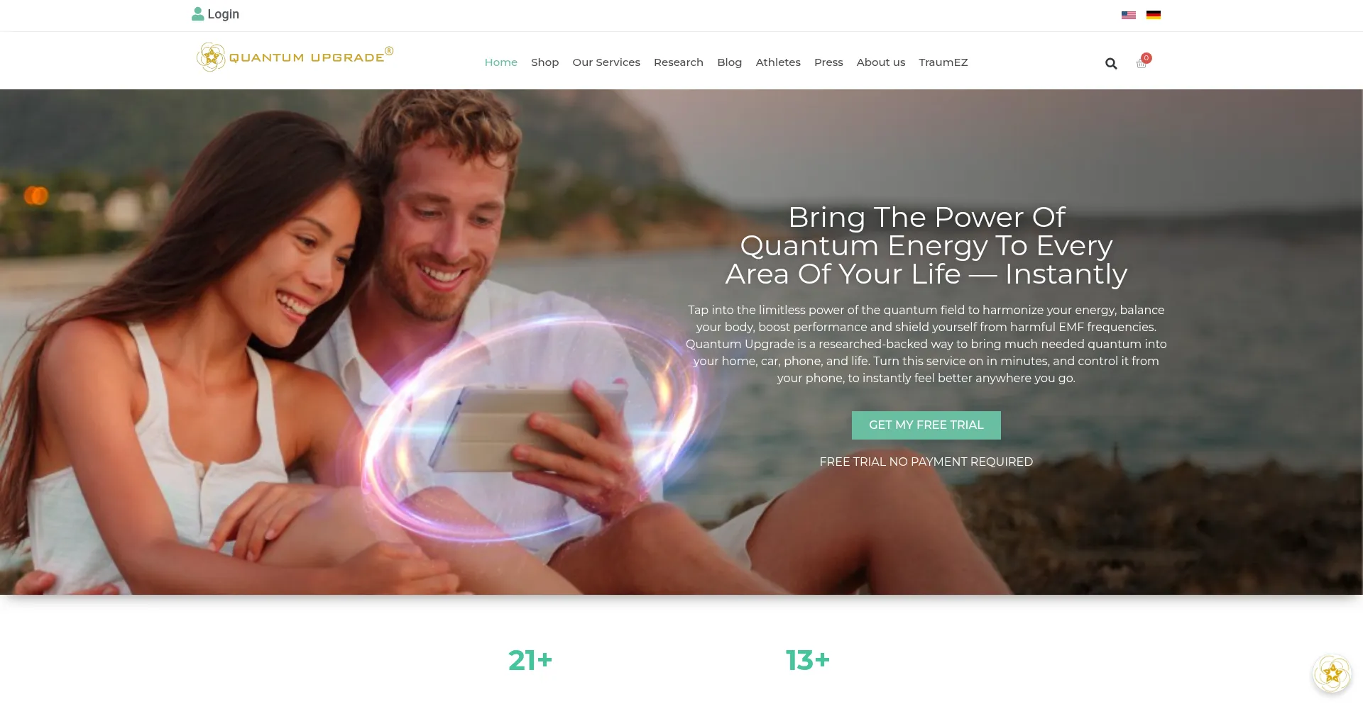 Website screenshot of Quantumupgrade.io