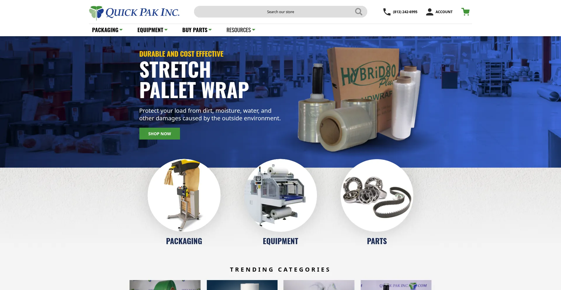 Website screenshot of Quickpakinc.com