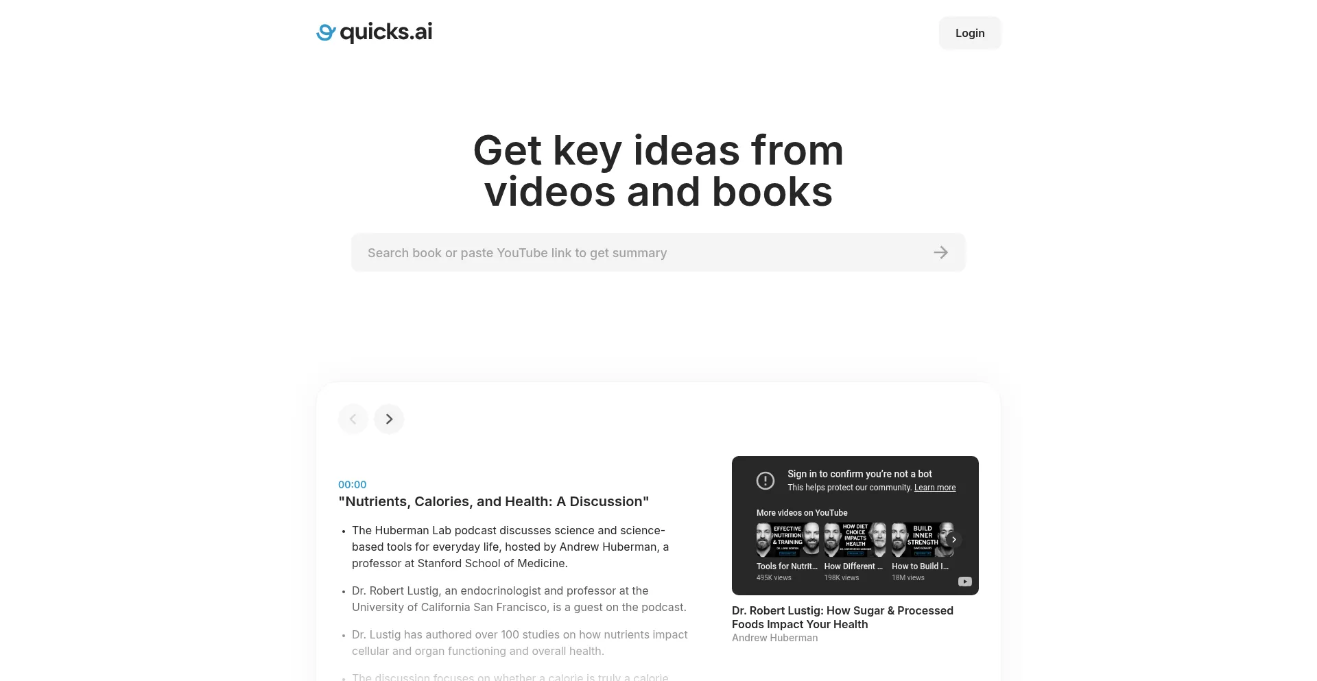 Website screenshot of Quicks.ai
